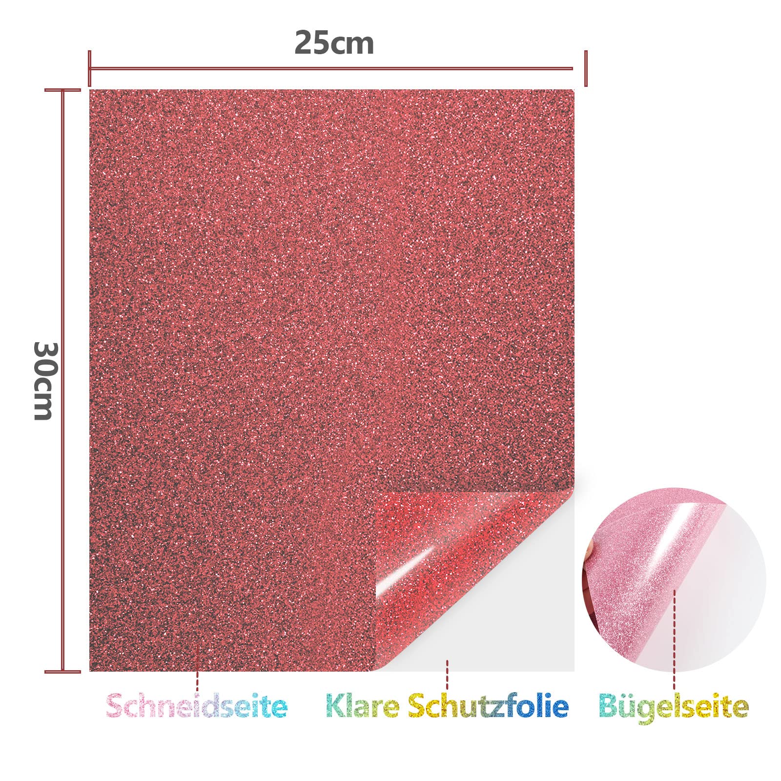 NANAPLUMS Glitzer Plotterfolie Textil - Heat Transfer Vinyl 30.5 cm*25.4 cm Transferfolie Plotter Flexfolie für Textilien Transferfolie zum Aufbügeln für DIY T-Shirt, Stoffe(10 Farben Glitzer) - Image 6