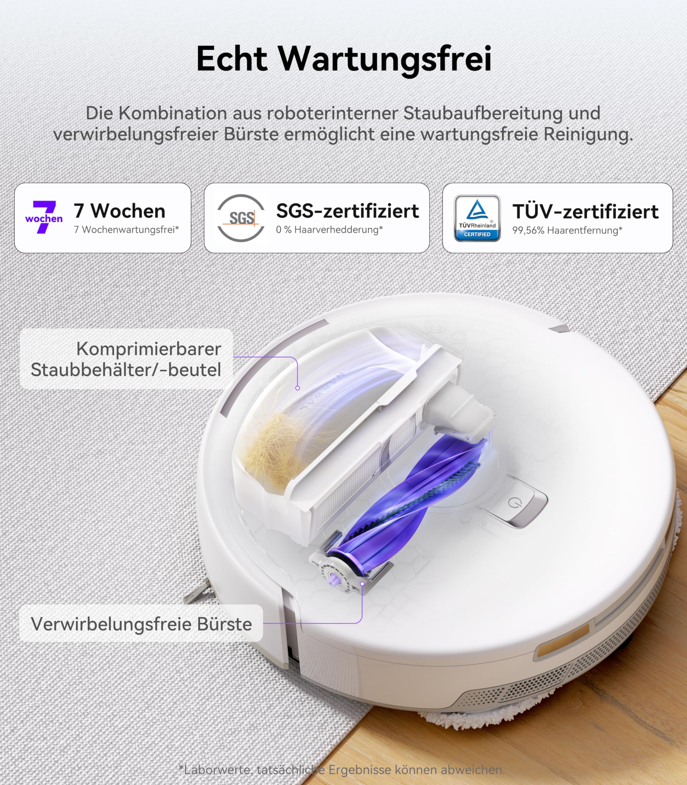 NARWAL Freo X Ultra Saugroboter mit Wischfunktion, Wischroboter Selbstreinigend mit 8.200 Pa Saugkraft, All-in-One-Station, Verwicklungsfrei, DirtSense, 3D-Strukturlicht, Staubaufbewahrung - Image 5