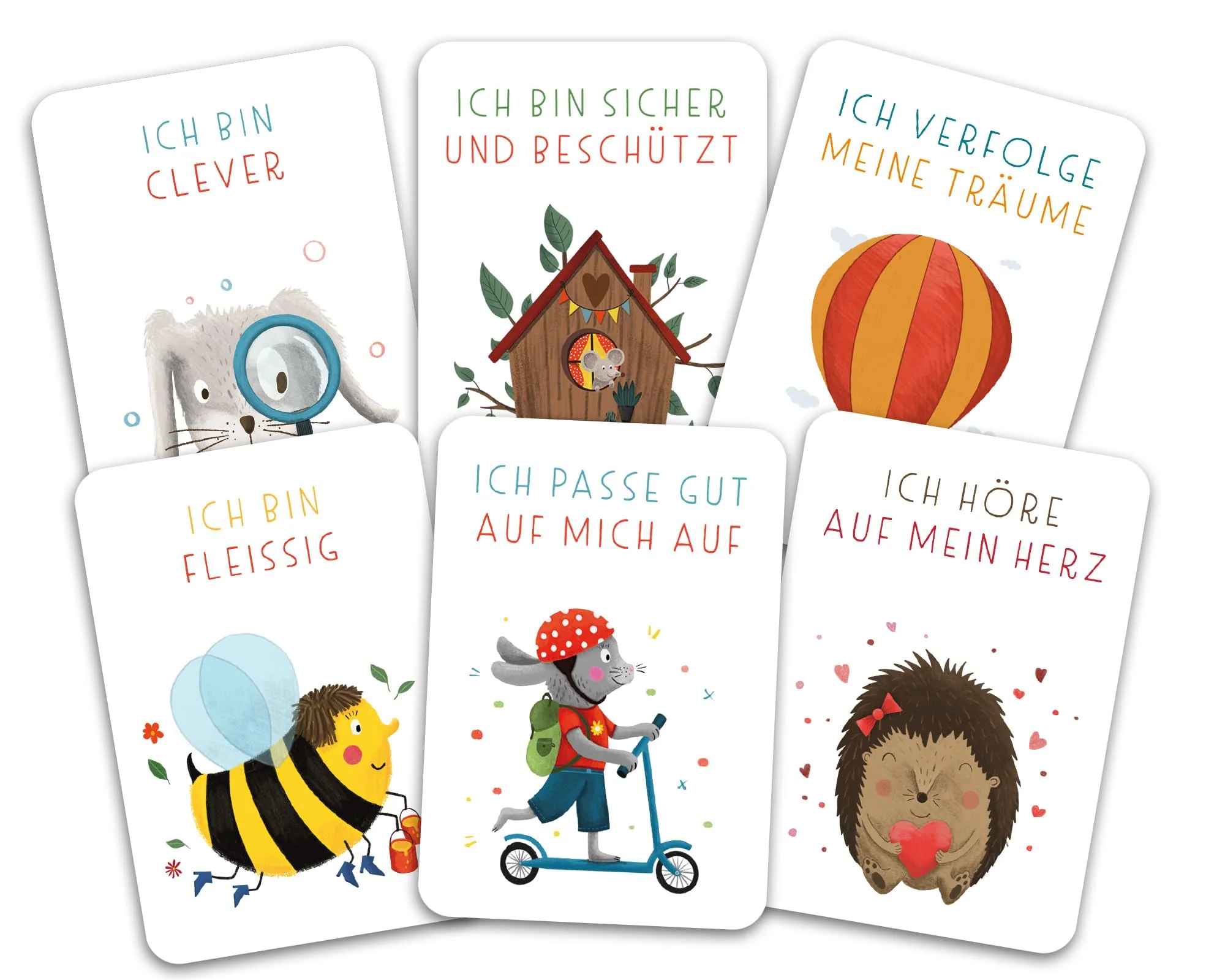Naturforscher 40 Affirmationskarten Kinder - Rüsselfuchs Starke Gedanken - Mutmachkarten für Kinder - Selbstbewusstsein stärken - Ermutigungskarten Kinder - Affirmationen - DIN A7 - Image 4