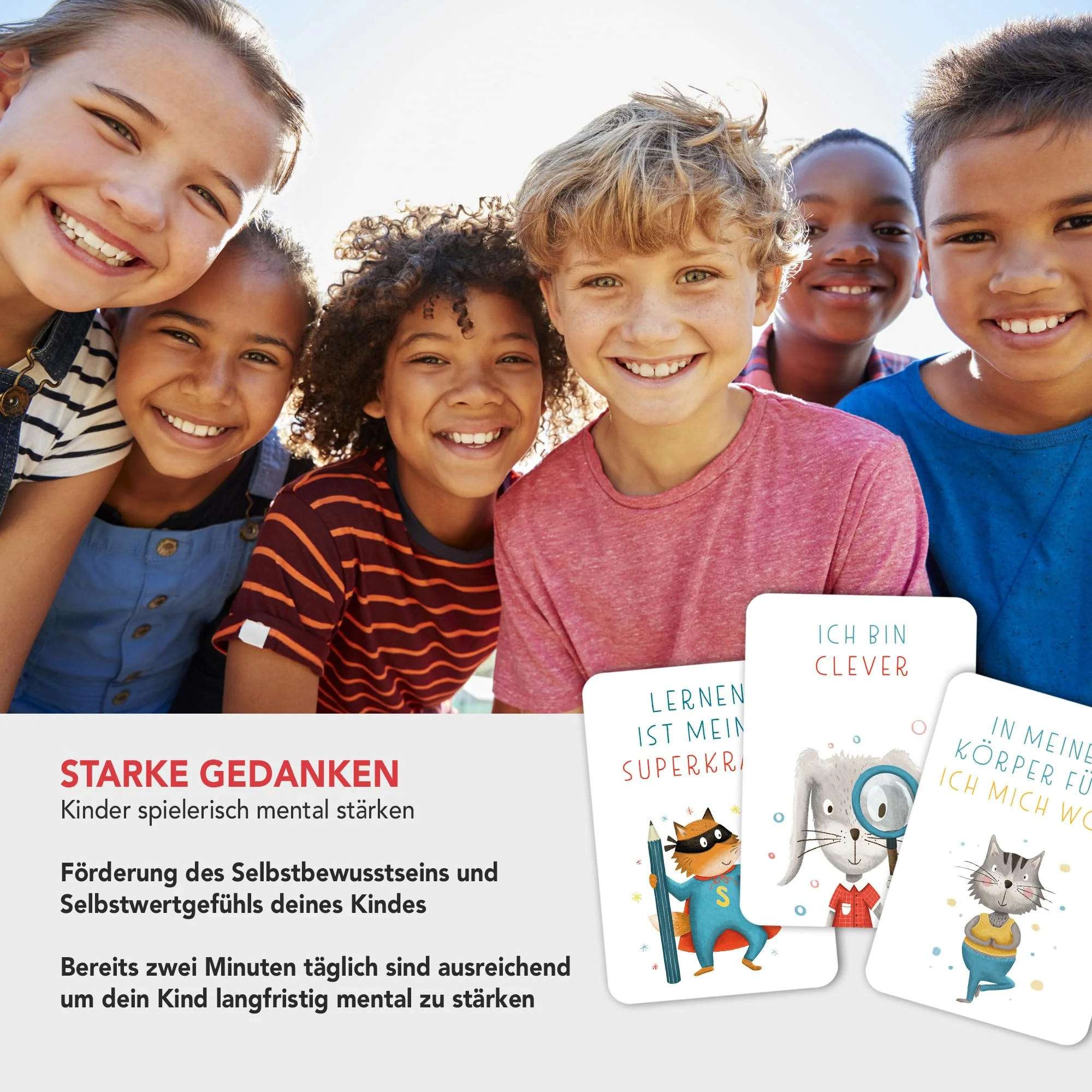 Naturforscher 40 Affirmationskarten Kinder - Rüsselfuchs Starke Gedanken - Mutmachkarten für Kinder - Selbstbewusstsein stärken - Ermutigungskarten Kinder - Affirmationen - DIN A7 - Image 9