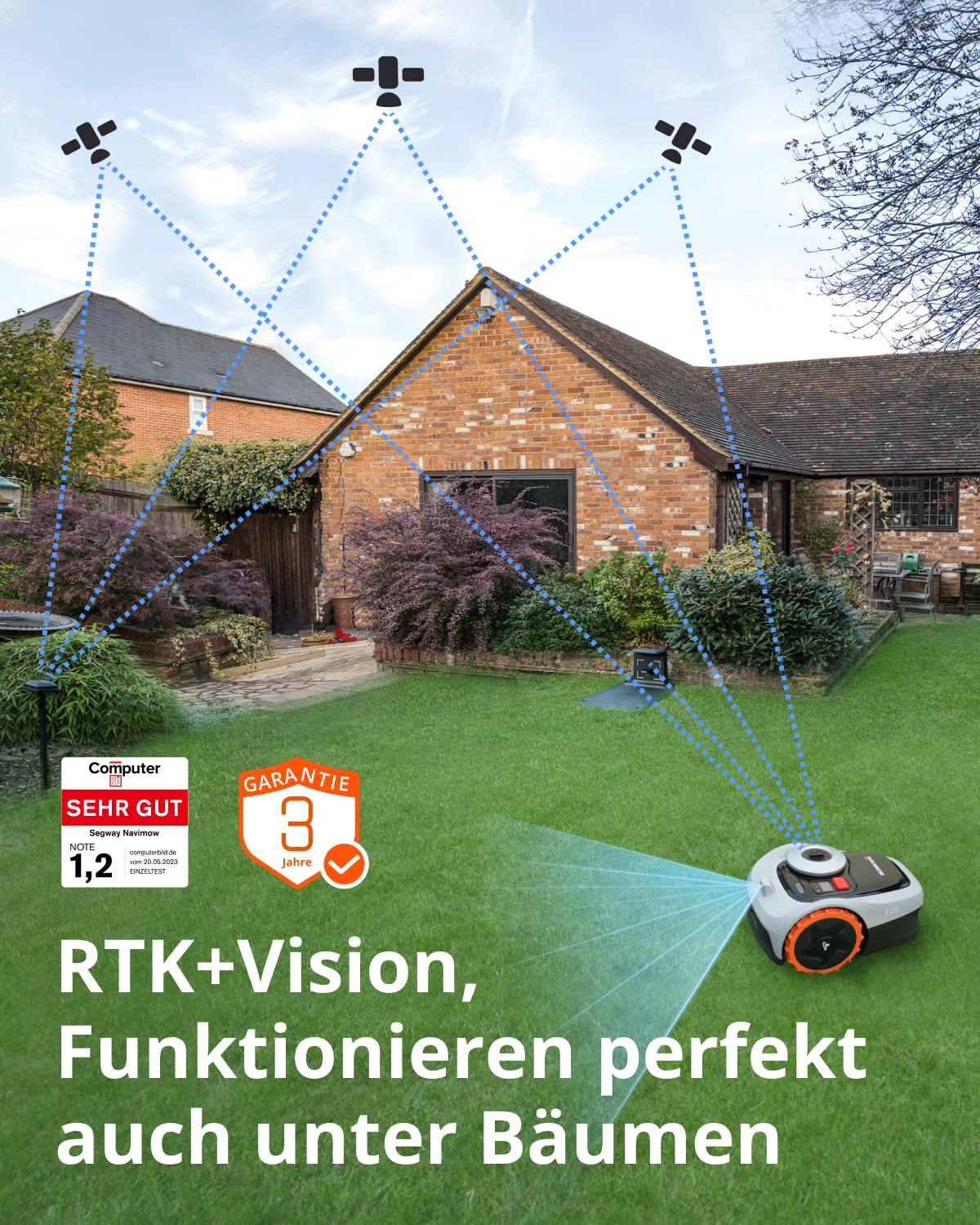 Navimow i105E Mähroboter ohne Begrenzungskabel, Empf. 500 m², Max. 600 m², RTK+Vision Rasenmäher Roboter Testsieger, Igelschutz Rasenroboter, KI Auto Kartierung - Image 4