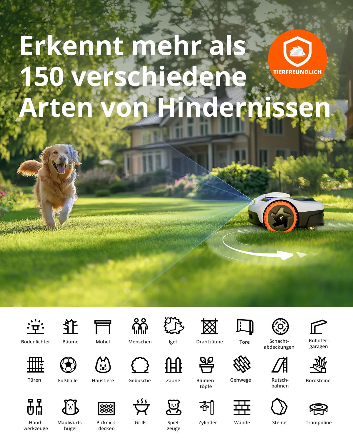 Navimow i105E Mähroboter ohne Begrenzungskabel, Empf. 500 m², Max. 600 m², RTK+Vision Rasenmäher Roboter Testsieger, Igelschutz Rasenroboter, KI Auto Kartierung - Image 5