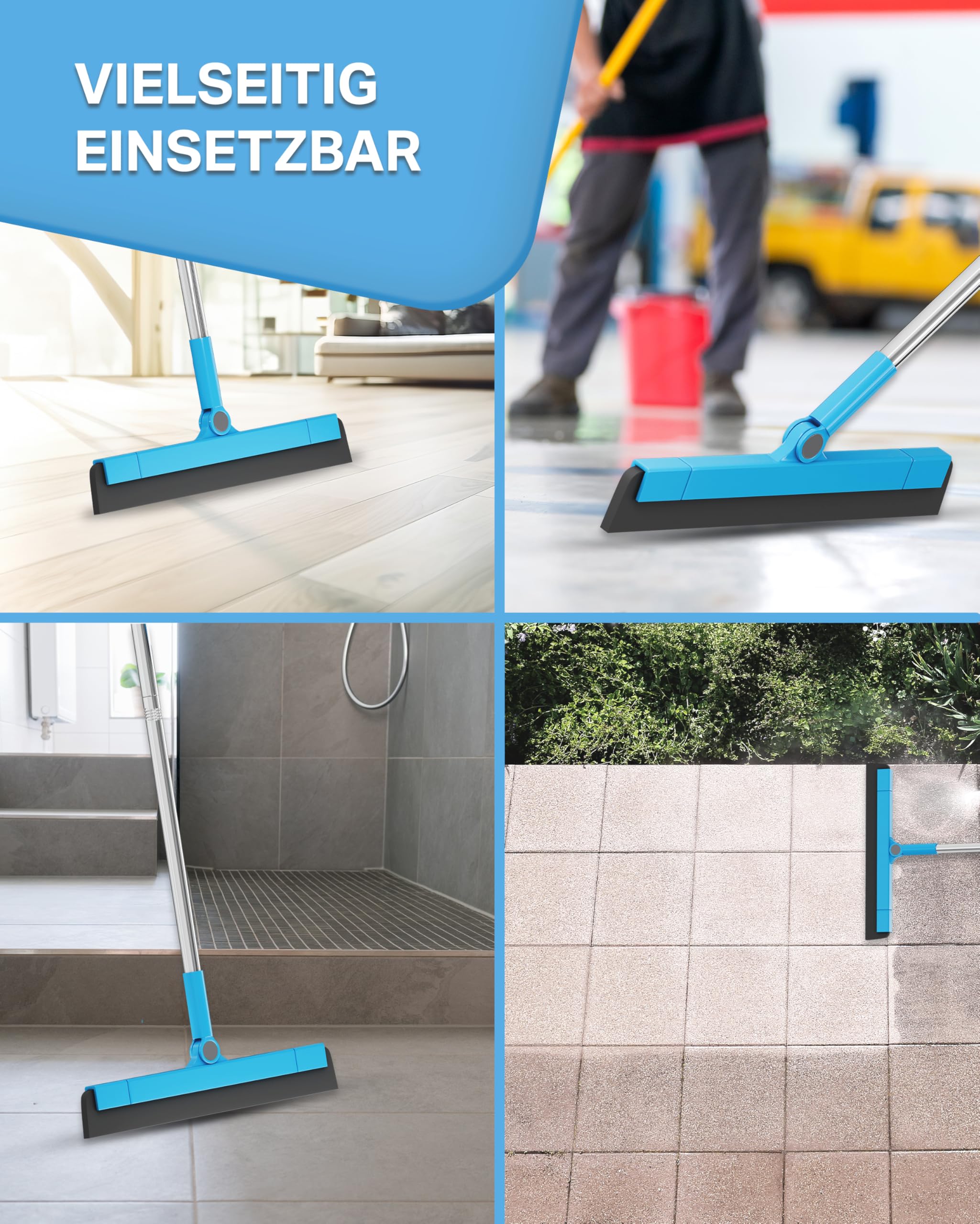 NAVIRA I Verstellbarer Wasserschieber (62 cm - 154 cm) I Ideal als Abzieher und Bodenabzieher alle Oberflächen I Beweglichkeit durch 180° Wischkopf I Extra langlebiger Wasserabzieher - Image 4
