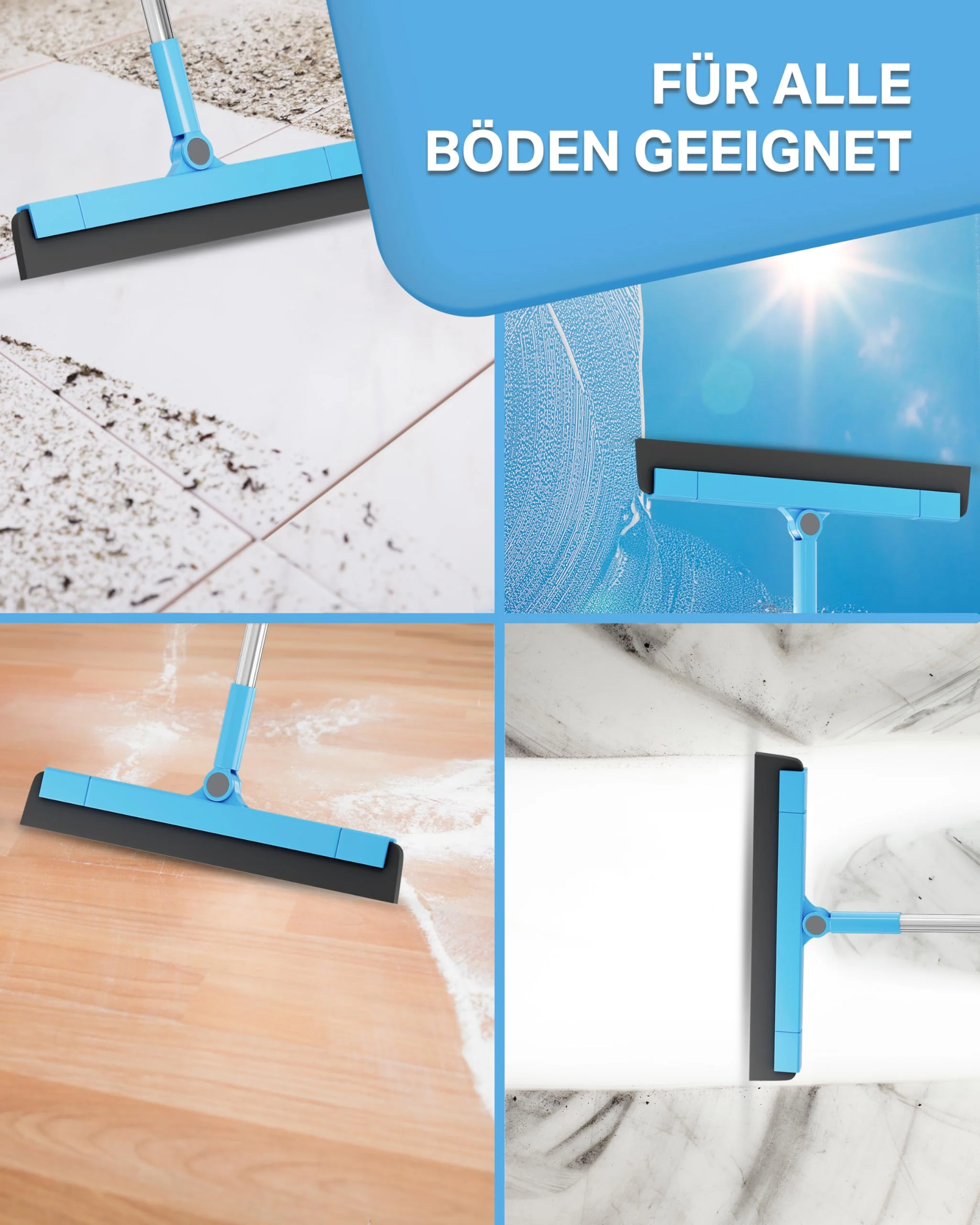 NAVIRA I Verstellbarer Wasserschieber (62 cm - 154 cm) I Ideal als Abzieher und Bodenabzieher alle Oberflächen I Beweglichkeit durch 180° Wischkopf I Extra langlebiger Wasserabzieher - Image 5
