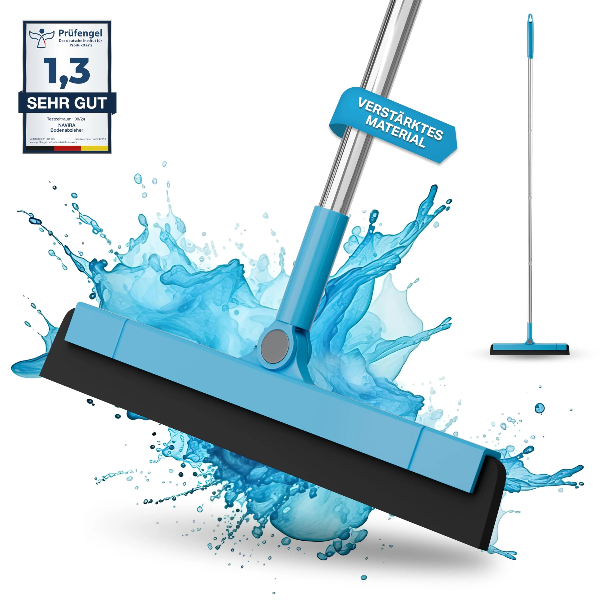 NAVIRA I Verstellbarer Wasserschieber (62 cm - 154 cm) I Ideal als Abzieher und Bodenabzieher alle Oberflächen I Beweglichkeit durch 180° Wischkopf I Extra langlebiger Wasserabzieher - Image 7