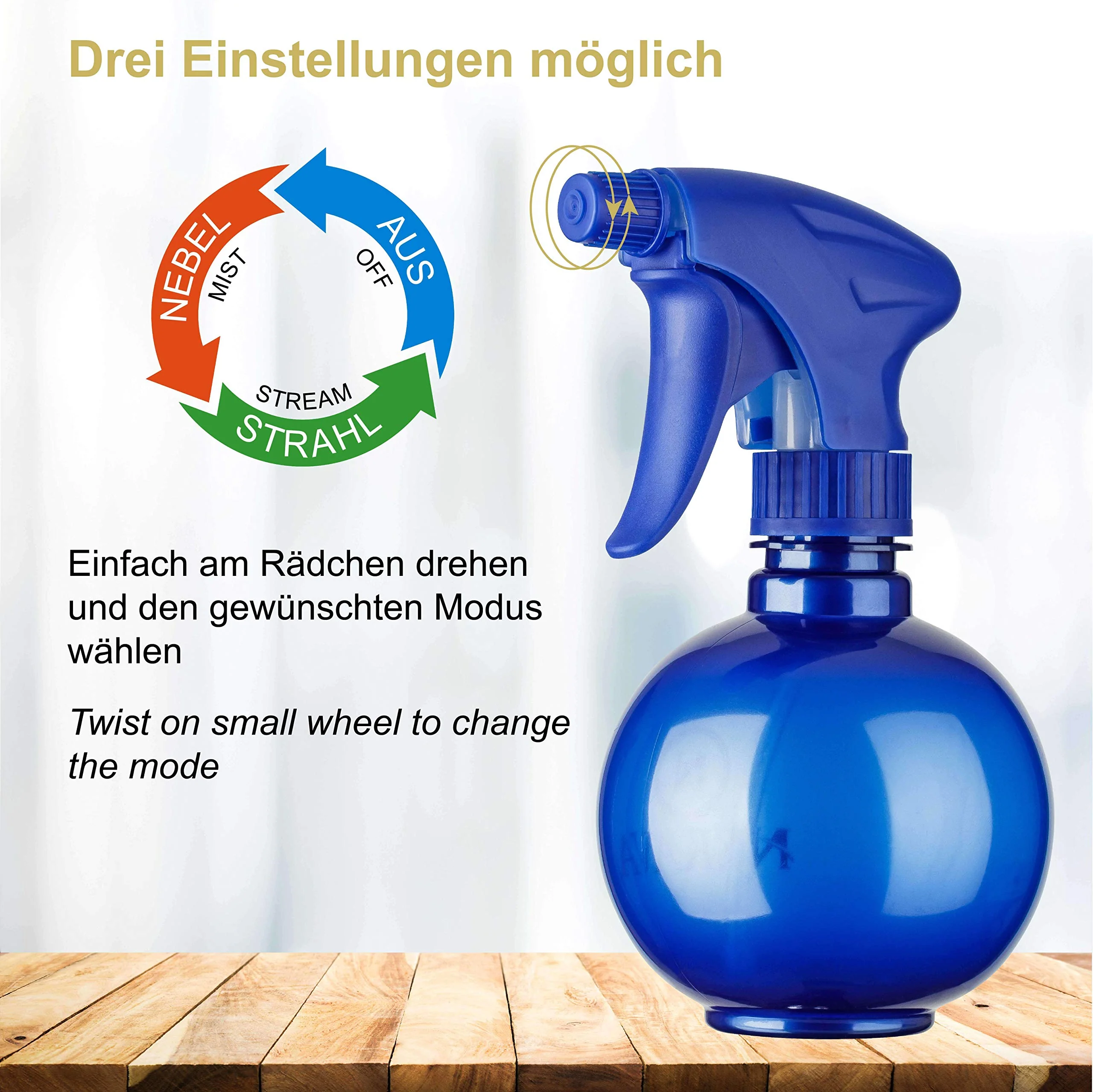 Nekava 350ml Sprühflasche klein aus hochwertigem Material mit patentierte verstellbare Düse, dient als Zerstäuber, Blumensprüher oder Spritzflasche