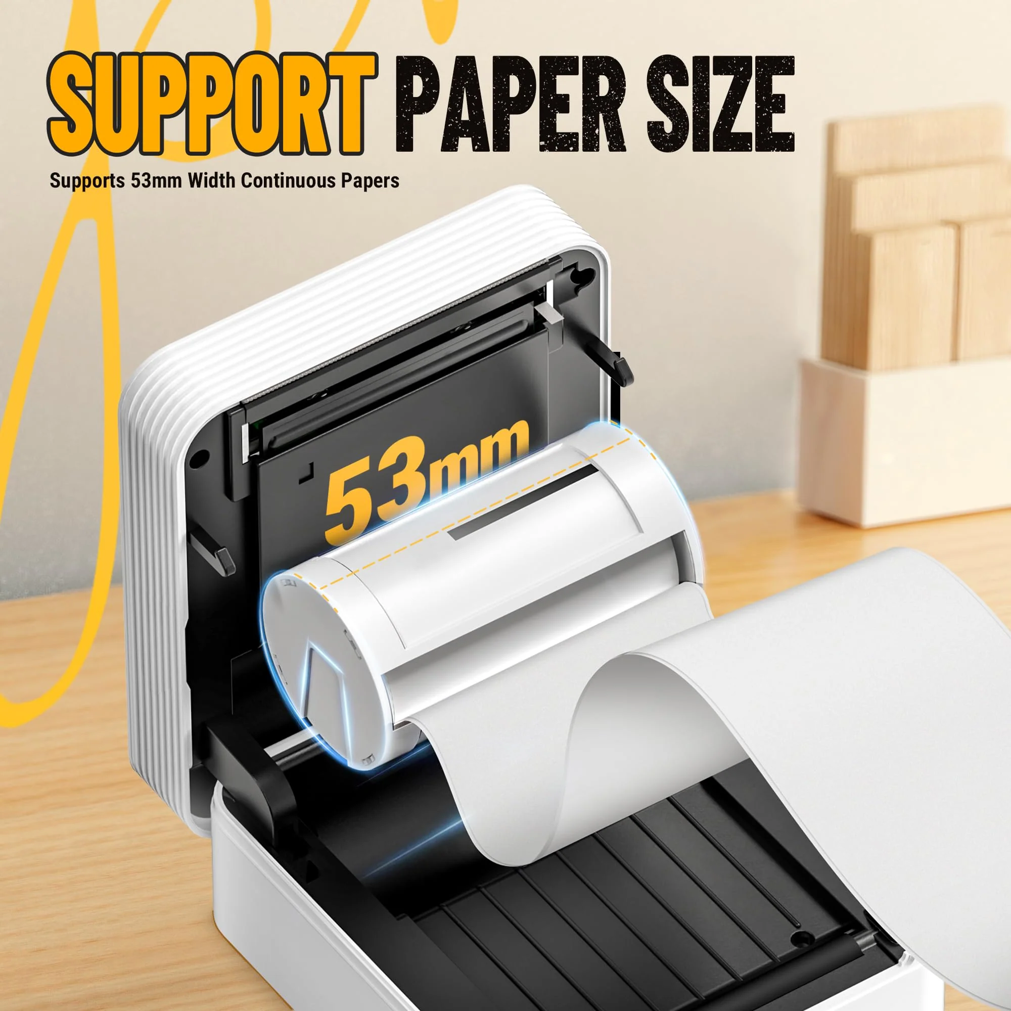 Nelko Mini Drucker PM230 Aufkleber Drucker Fotodrucker mit 3 Rollen Etiketten für Smartphone Thermodrucker Bluetooth Etikettendrucker für DIY Erstellung, Studiennotizen, (Weiß) - Image 4