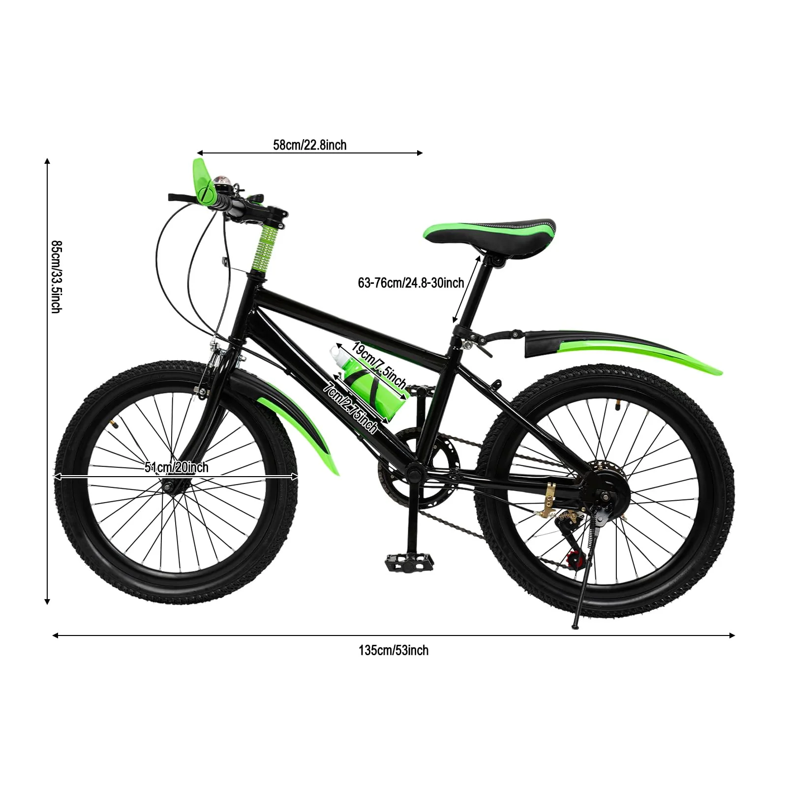 NeNchengLi 20 Zoll Kinder Fahrrad Jungen Mädchen Fahrrad Rad Mountainbike 7 Gänge Erwachsener Jugendlicherfahrrad Bike (Grün) - Image 9
