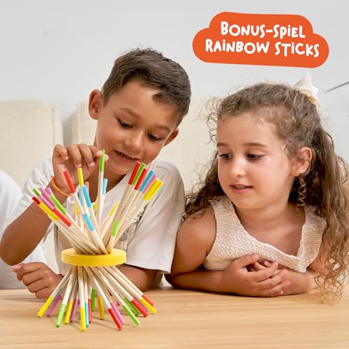 Nene Toys BEEFALL Groß, 4-in-1 Lernspiel mit Bienen, Montessori Spielzeug ab 3 Jahren mit bunten Stäben, Würfeln & Karten - Holzspiel für Jungen & Mädchen 3-9 Jahre - Pädagogisches Familienspiel - Image 2