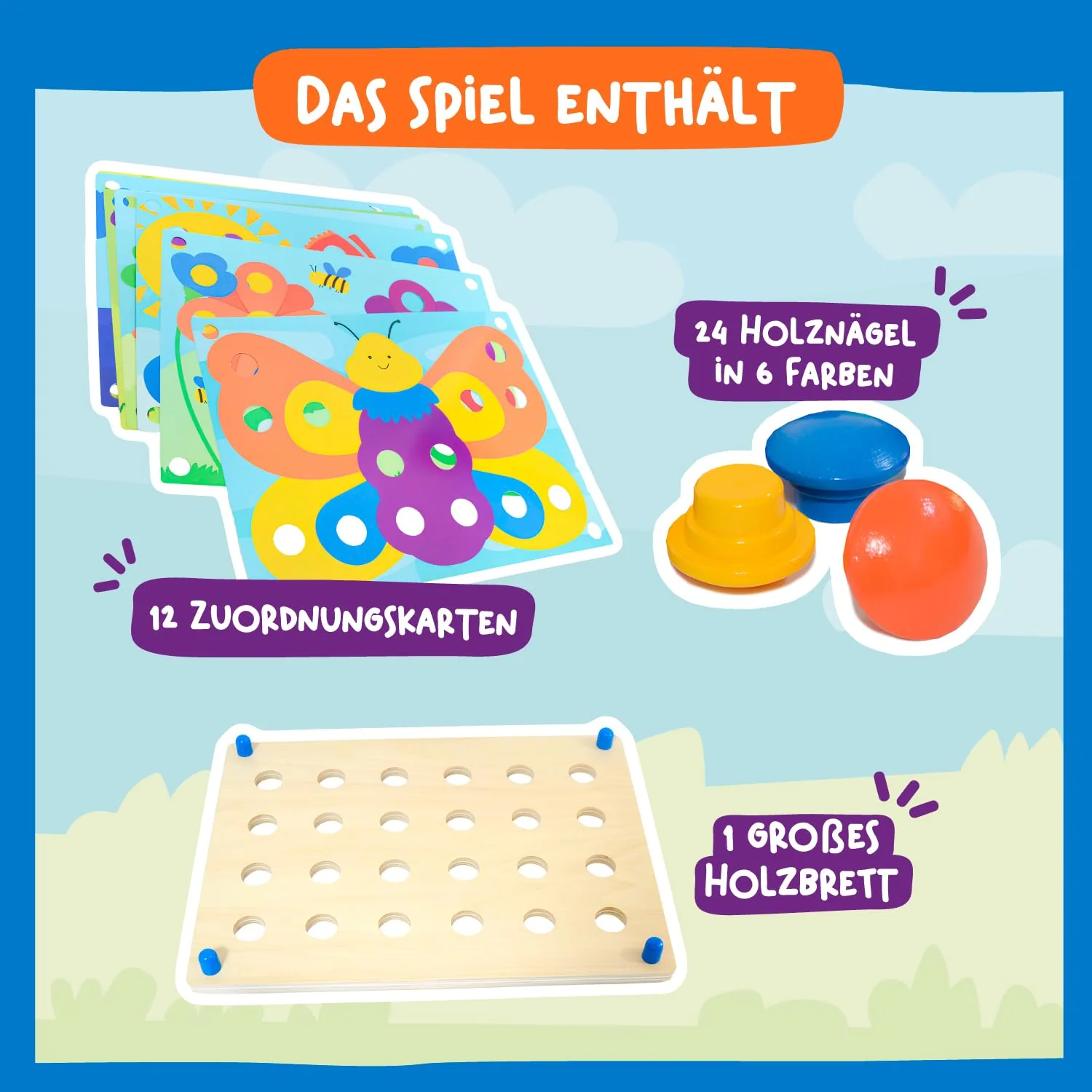 Nene Toys Holz-Steckspiel für Kleinkinder ab 2 Jahren - Mosaik Steckspiel für Kinder 2 3 Jahre - Montessori Spielzeug mit Bunten Knöpfen & Zuordnungskarten - Lernspiele für 2 jährige Jungen Mädchen - Image 2