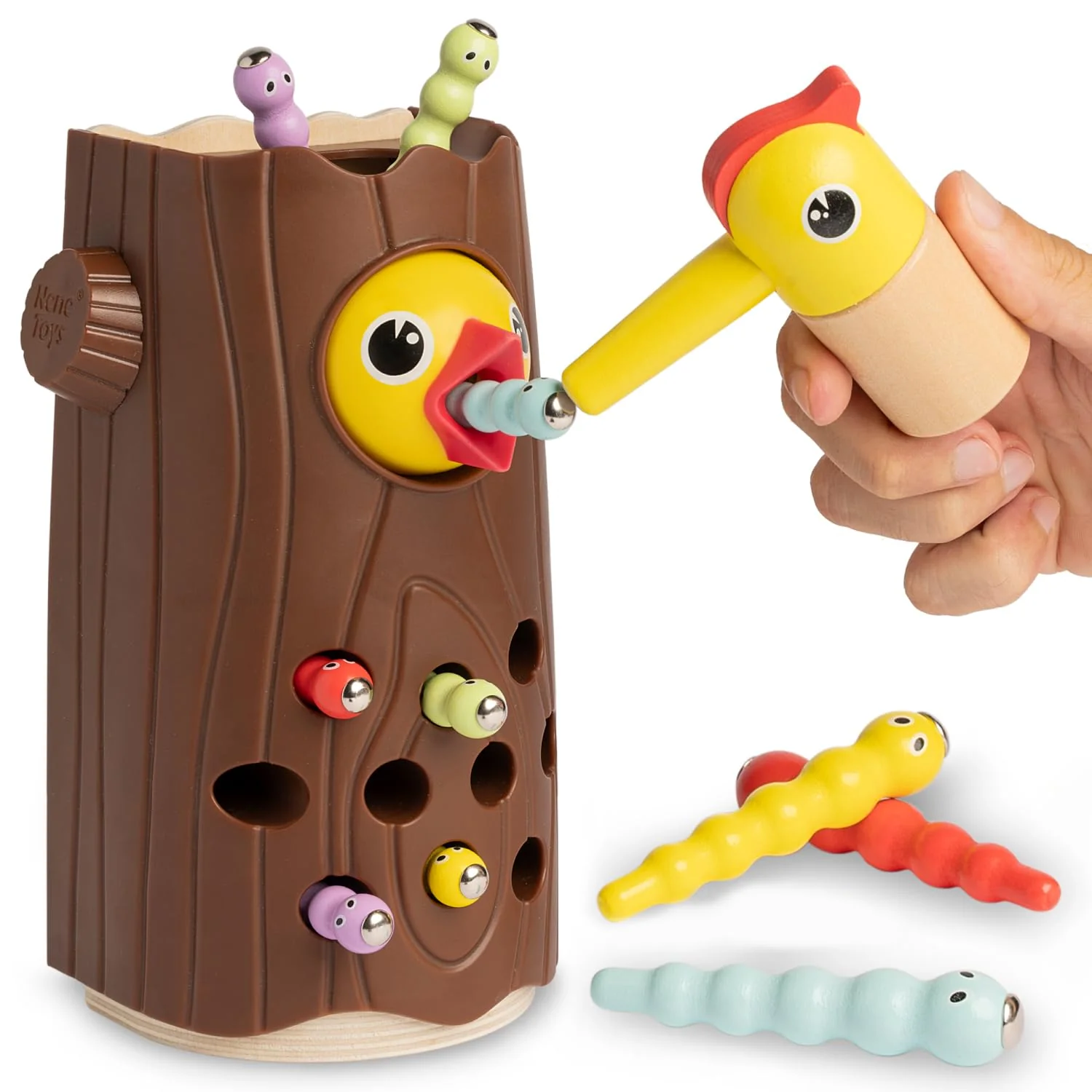 Nene Toys Kleiner Specht – Magnetspielzeug für Kinder ab 2 Jahren – Lernspiel für Kleinkinder mit Farben & Magneten – Spielzeug zur Förderung der Feinmotorik – Geschenk 2 3 Jahre Jungen Mädchen