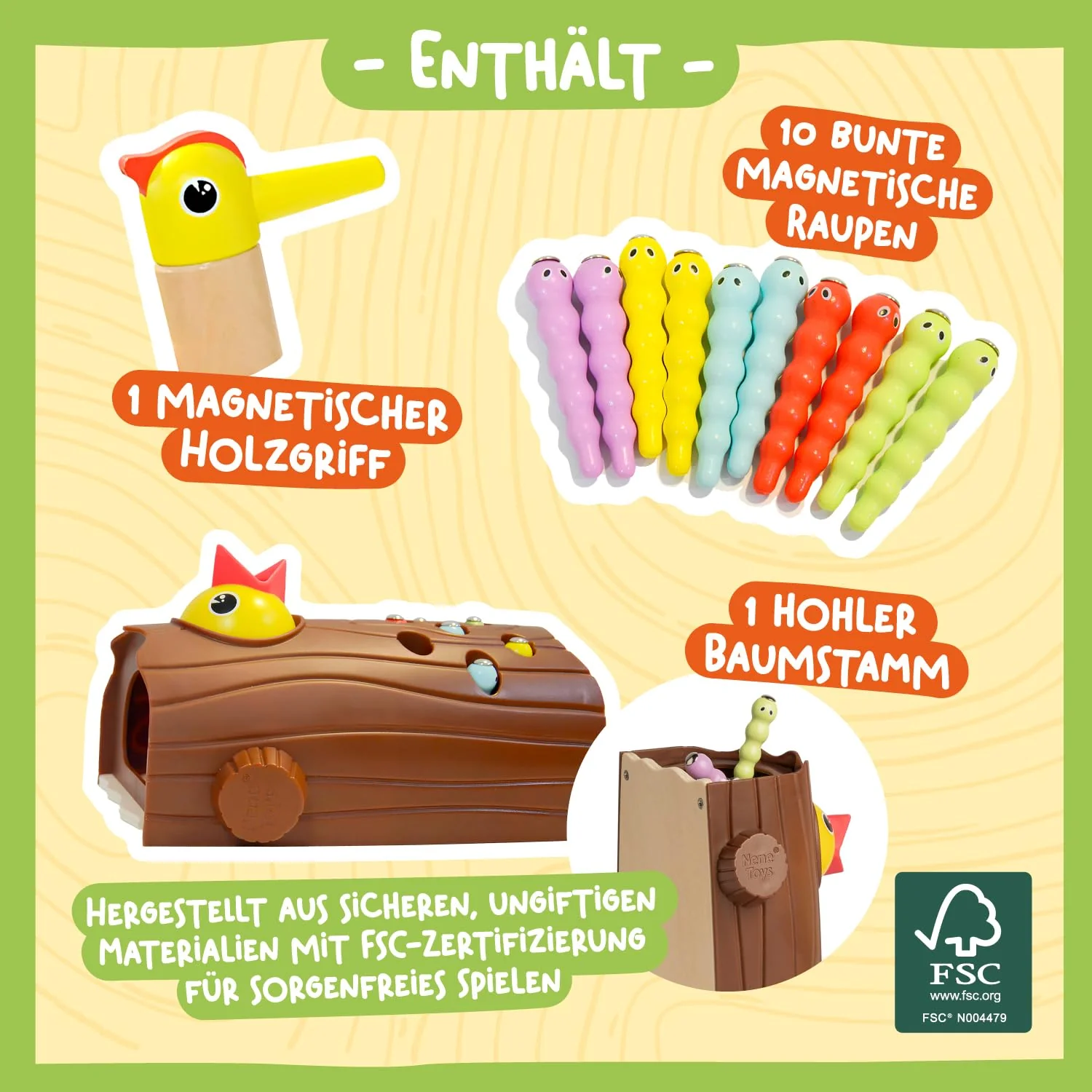 Nene Toys Kleiner Specht – Magnetspielzeug für Kinder ab 2 Jahren – Lernspiel für Kleinkinder mit Farben & Magneten – Spielzeug zur Förderung der Feinmotorik – Geschenk 2 3 Jahre Jungen Mädchen - Image 3