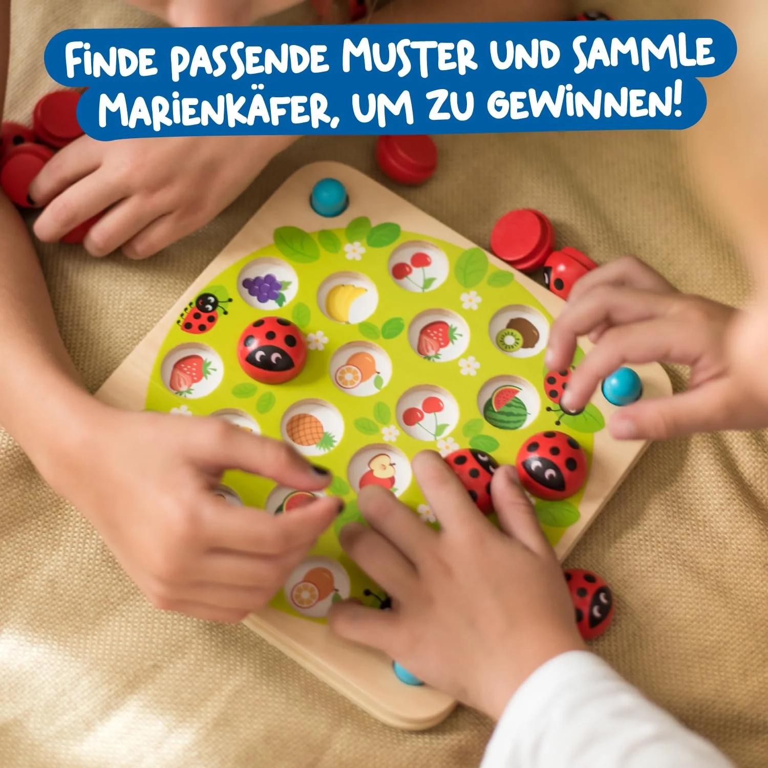 Nene Toys Marienkäfer-Garten, Gedächtnisspiel aus FSC® Holz für Kinder ab 3 Jahren – Pädagogisches Brettspiel mit 10 lustigen Mustern – Montessori Memo-Spiel – Geschenk Jungen Mädchen ab 3 4 5 Jahren - Image 7