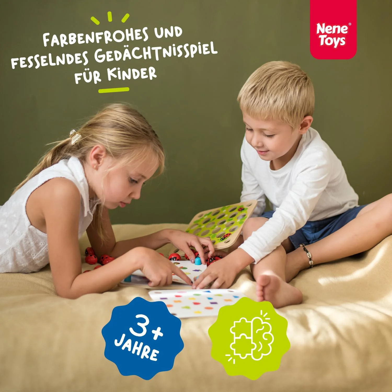 Nene Toys Marienkäfer-Garten, Gedächtnisspiel aus FSC® Holz für Kinder ab 3 Jahren – Pädagogisches Brettspiel mit 10 lustigen Mustern – Montessori Memo-Spiel – Geschenk Jungen Mädchen ab 3 4 5 Jahren - Image 8