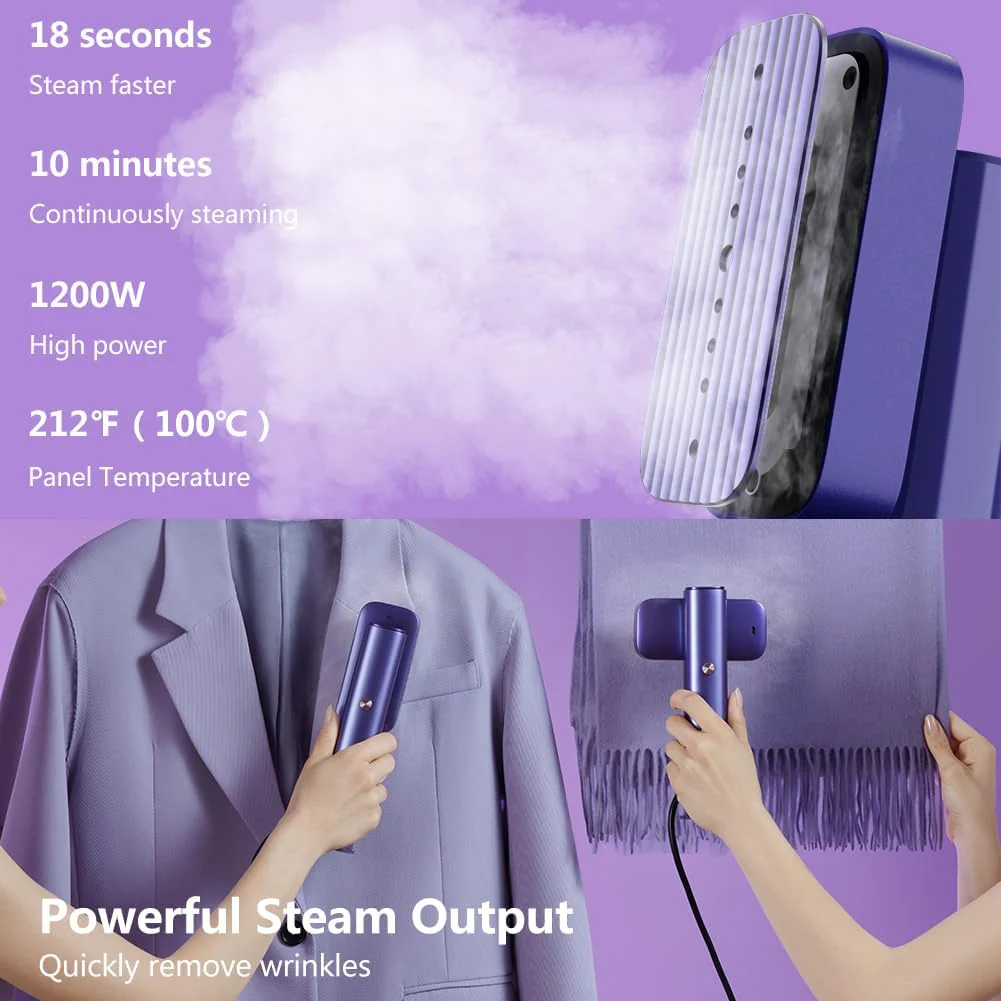 nesmar G5 Dampfglätter, Steamer 2-in-1 Handdampfer für Kleidung und Bügeleisen für Kleidung,1200W 10 Minuten Dauerdampf,0,8 kg leicht, Reise-Dampfbügelstationenfür unterwegs und zu Hause - Image 6