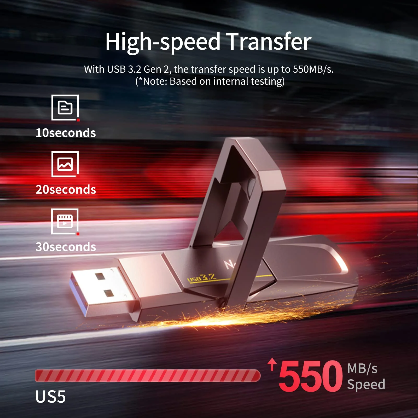 Netac US5 1TB Solid USB State Drive 1tb Externe pssd 1 tb tragbare Typ-c und USB 3.2 Schnittstelle Geschwindigkeit bis zu 550MB/s für Smartphones und Notebook-Computer - Image 3