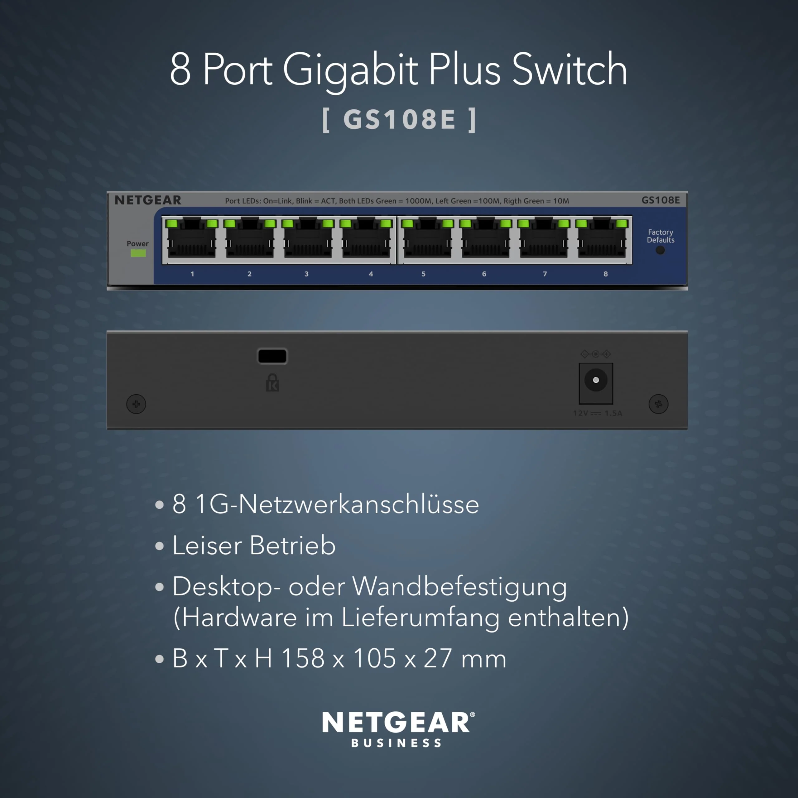NETGEAR 8-Port Gigabit Ethernet Plus Switch (GS108E): Managed, Desktop- oder Wandmontage und eingeschränkte Garantie über die gesamte Lebensdauer - Image 3