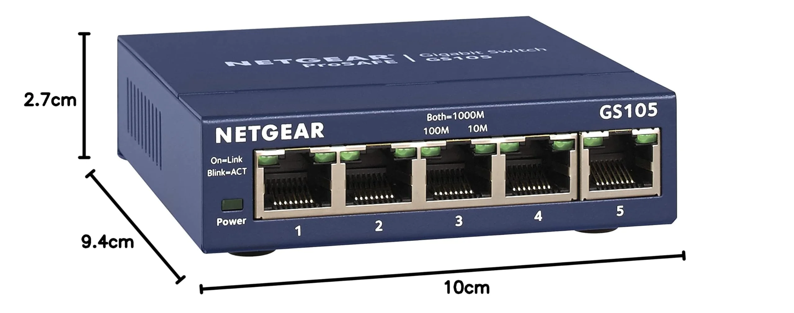 NETGEAR GS105GE LAN Switch 5 Port Netzwerk Switch (Plug-and-Play Gigabit Switch LAN Splitter, LAN Verteiler, Ethernet Hub, lüfterloses Metallgehäuse, ProSAFE Lifetime-Garantie), Blau - Image 6