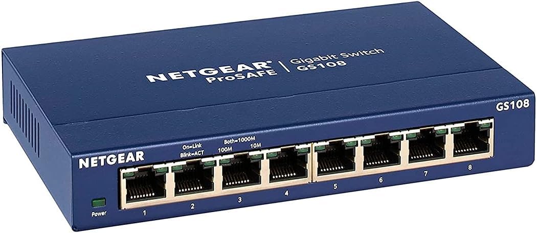NETGEAR GS108GE LAN Switch 8 Port Netzwerk Switch (Plug-and-Play Gigabit Switch LAN Splitter, LAN Verteiler, Ethernet Hub, lüfterloses Metallgehäuse, ProSAFE Lifetime-Garantie), Blau - Image 4