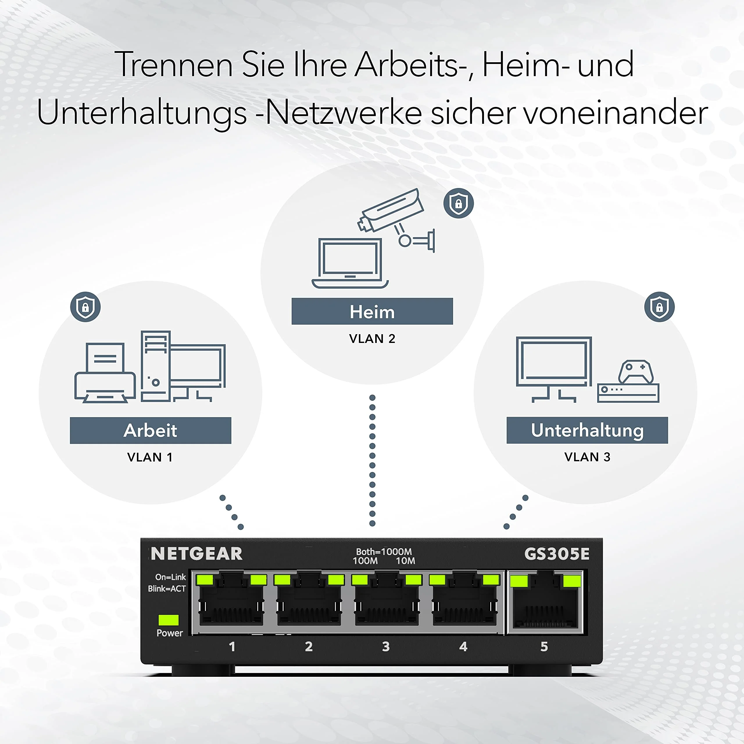 Netgear GS305E Managed Switch 5 Port Gigabit Ethernet LAN Switch Plus (Plug-and-Play, Netzwerk Switch Managed, IGMP Snooping, QoS, VLAN, lüfterlos, robustes Metallgehäuse), Schwarz - Image 8