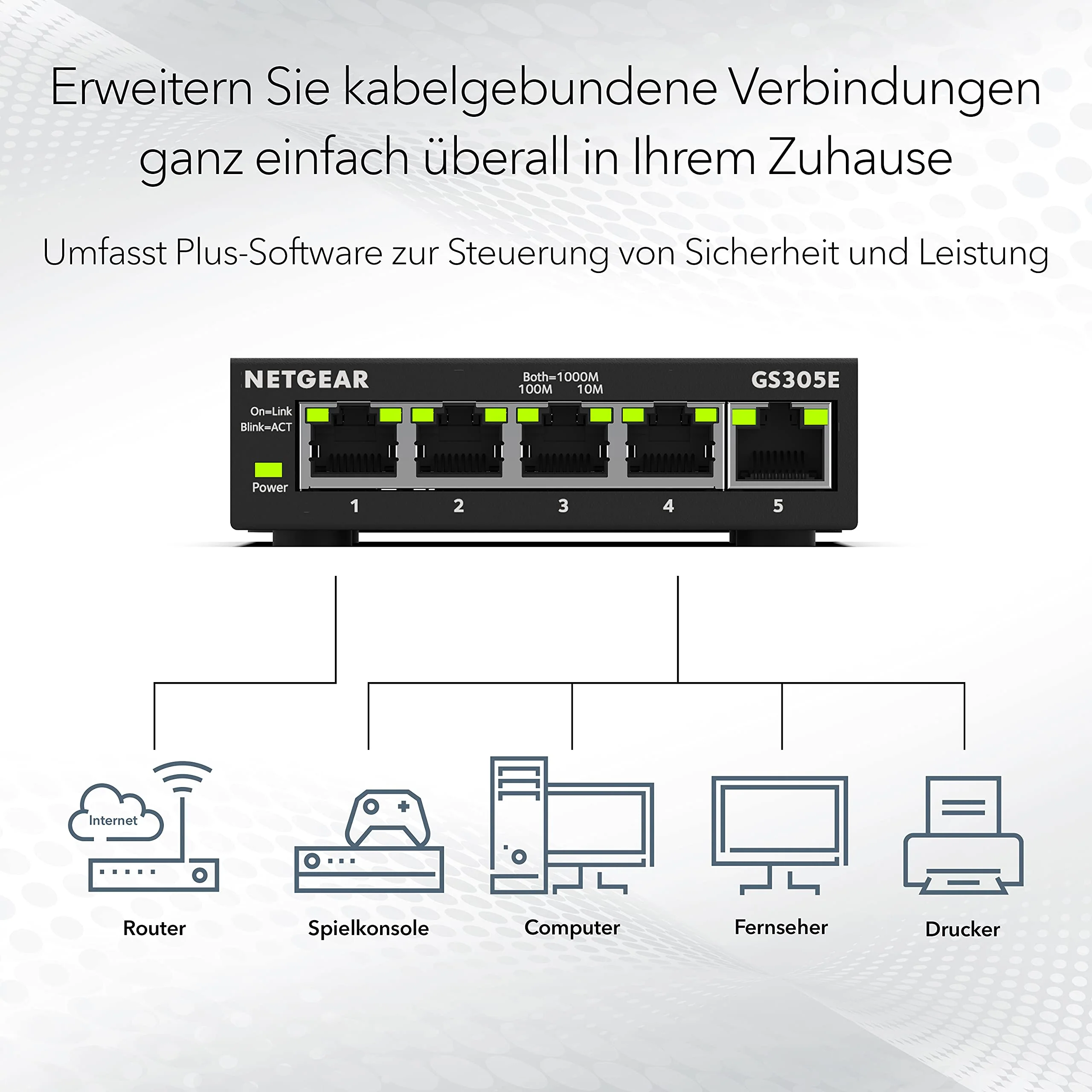 Netgear GS305E Managed Switch 5 Port Gigabit Ethernet LAN Switch Plus (Plug-and-Play, Netzwerk Switch Managed, IGMP Snooping, QoS, VLAN, lüfterlos, robustes Metallgehäuse), Schwarz - Image 9
