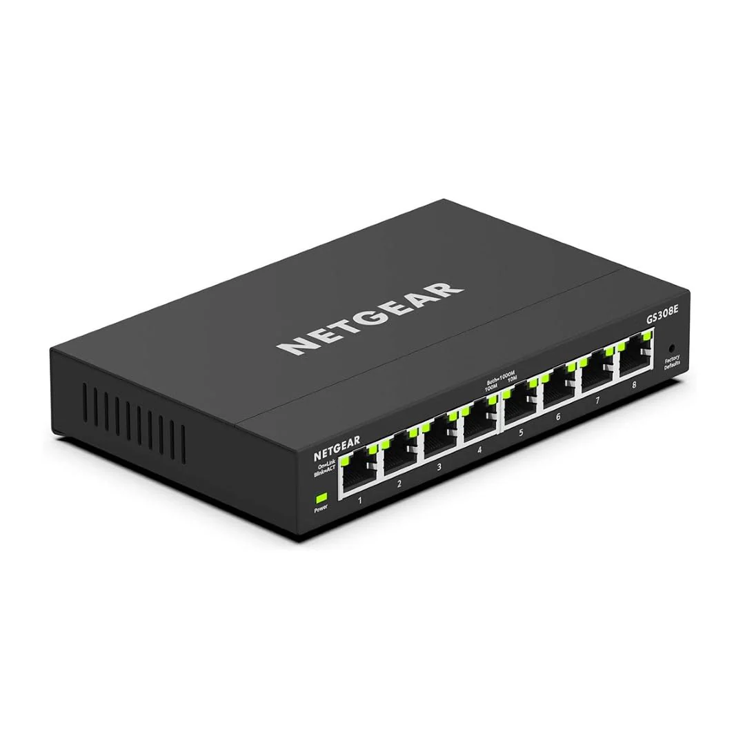 NETGEAR GS308E Managed Switch 8 Port Gigabit Ethernet LAN Switch Plus (Plug-and-Play Netzwerk Switch Managed, IGMP Snooping, QoS, VLAN, lüfterlos, Robustes Metallgehäuse) Schwarz - Image 4