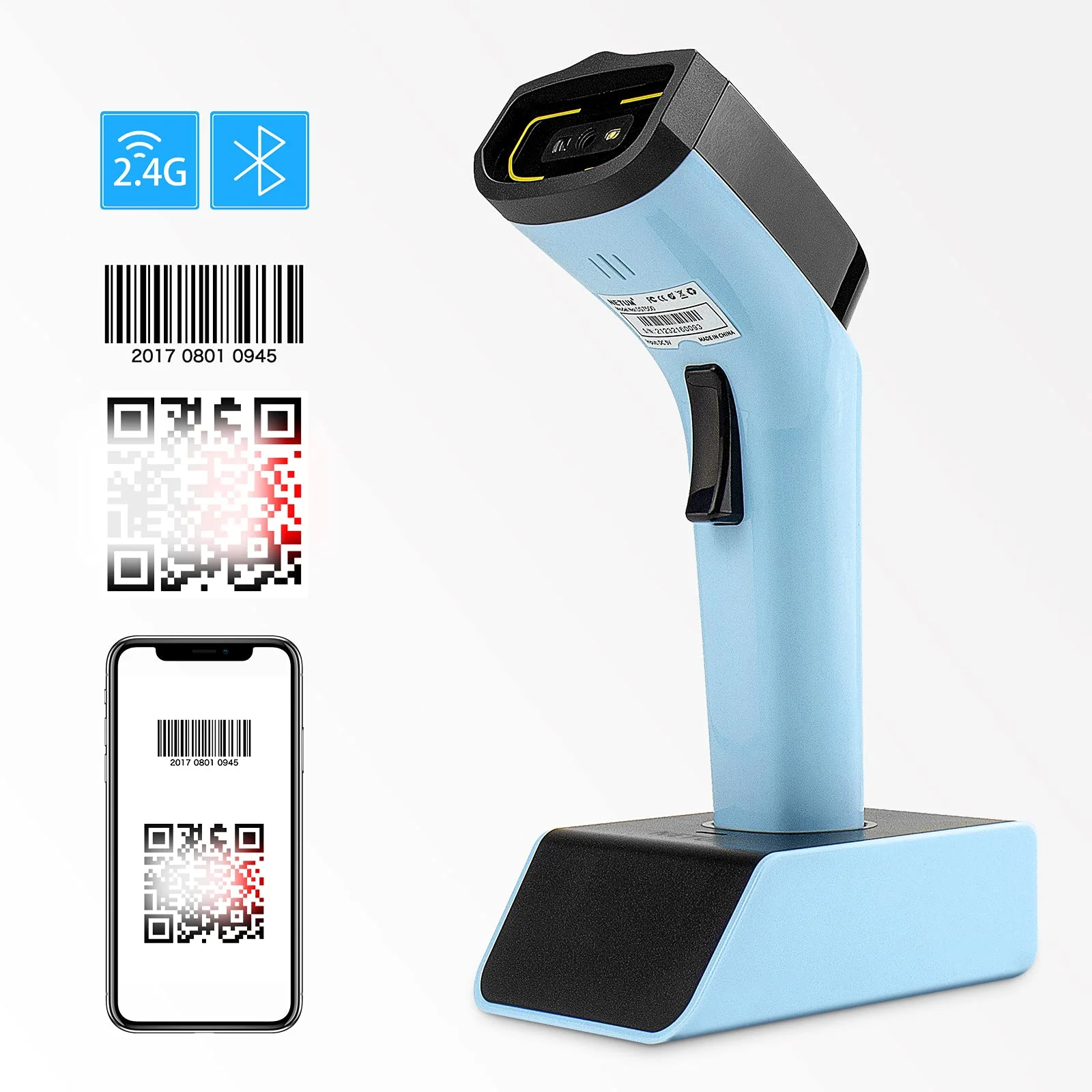 NETUM Bluetooth Wireless 2D Barcode Scanner Automatischer, freihändiger Barcodeleser mit Ladestation und integriertem Speicher, schnelles und präzises Scannen, Übertragungen bis zu 50 Meter - DS7500 - Image 5