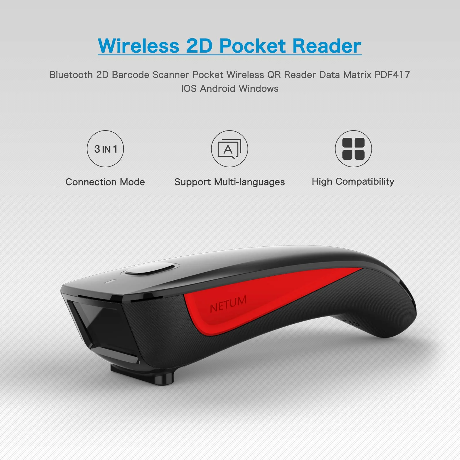 NETUM C990 Bluetooth 2D QR Barcode Scanner Wireless kompatibel mit kleine Tasche USB 1D 2D QR Code Scanner für Inventar, Barcode Bildleser für Tablet iPhone iPad Android iOS PC POS - Image 10