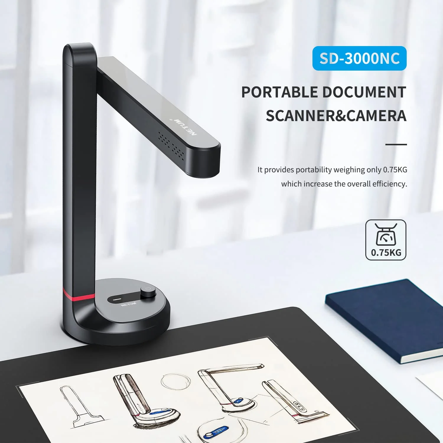NETUM Dokumentenkamera & Scanner, Buchscanner Capture Größe A4, 8MP USB Dokumentenkamera mit Autofokus, mehrsprachiger OCR, kompatibel mit Windows (SD-2000NC) - Image 4