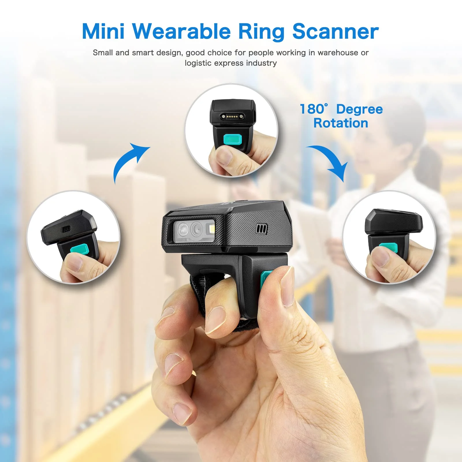 NETUM Mini Wireless 2D Ring Barcode Scanner Bluetooth, tragbarer Barcodeleser mit Ladestation und integriertem Speicher, schnelles und präzises Scannen - RS9000 - Image 2