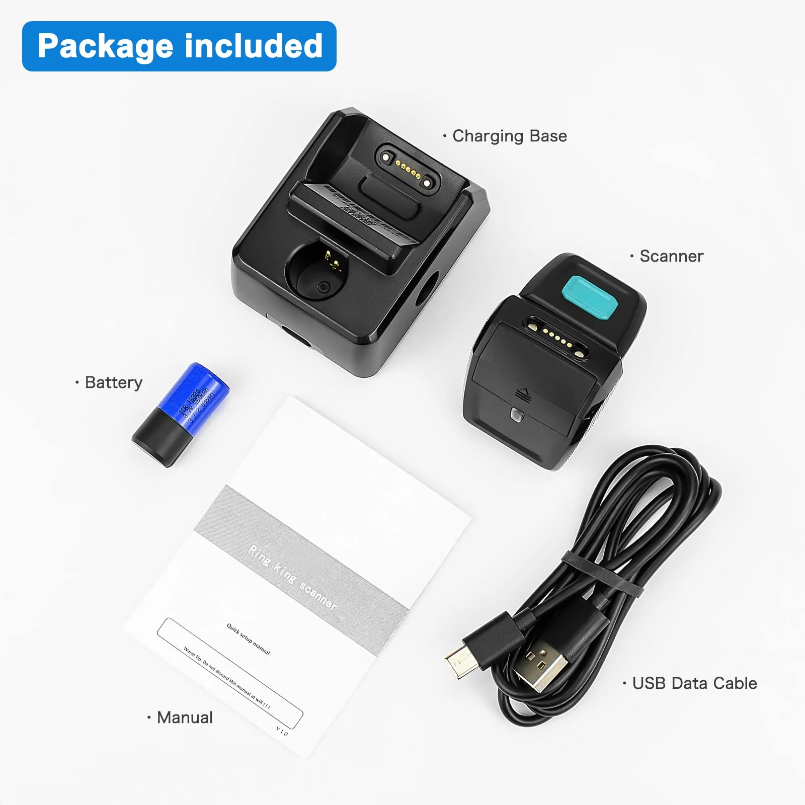 NETUM Mini Wireless 2D Ring Barcode Scanner Bluetooth, tragbarer Barcodeleser mit Ladestation und integriertem Speicher, schnelles und präzises Scannen - RS9000 - Image 6