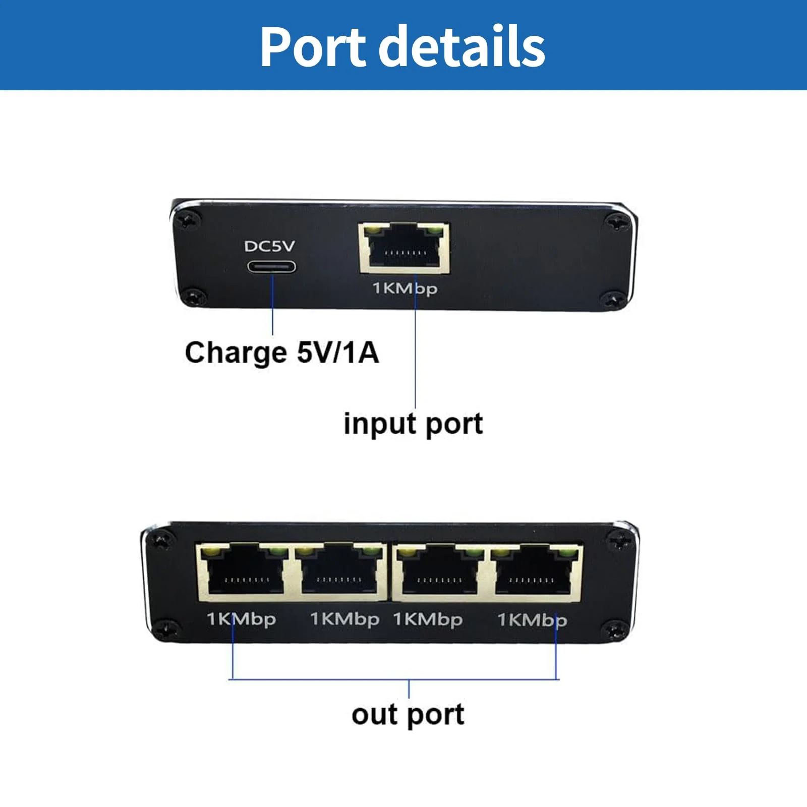 Netzwerk Switch 1 auf 4, AVNSCNK 1000 Mbit/s LAN Switch 4 Port Gigabit LAN Verteiler, Ethernet Switch mit USB C Netzkabel für Computer, Switch, Router, Set-Top Box, ADSL, Digital TV - Image 8