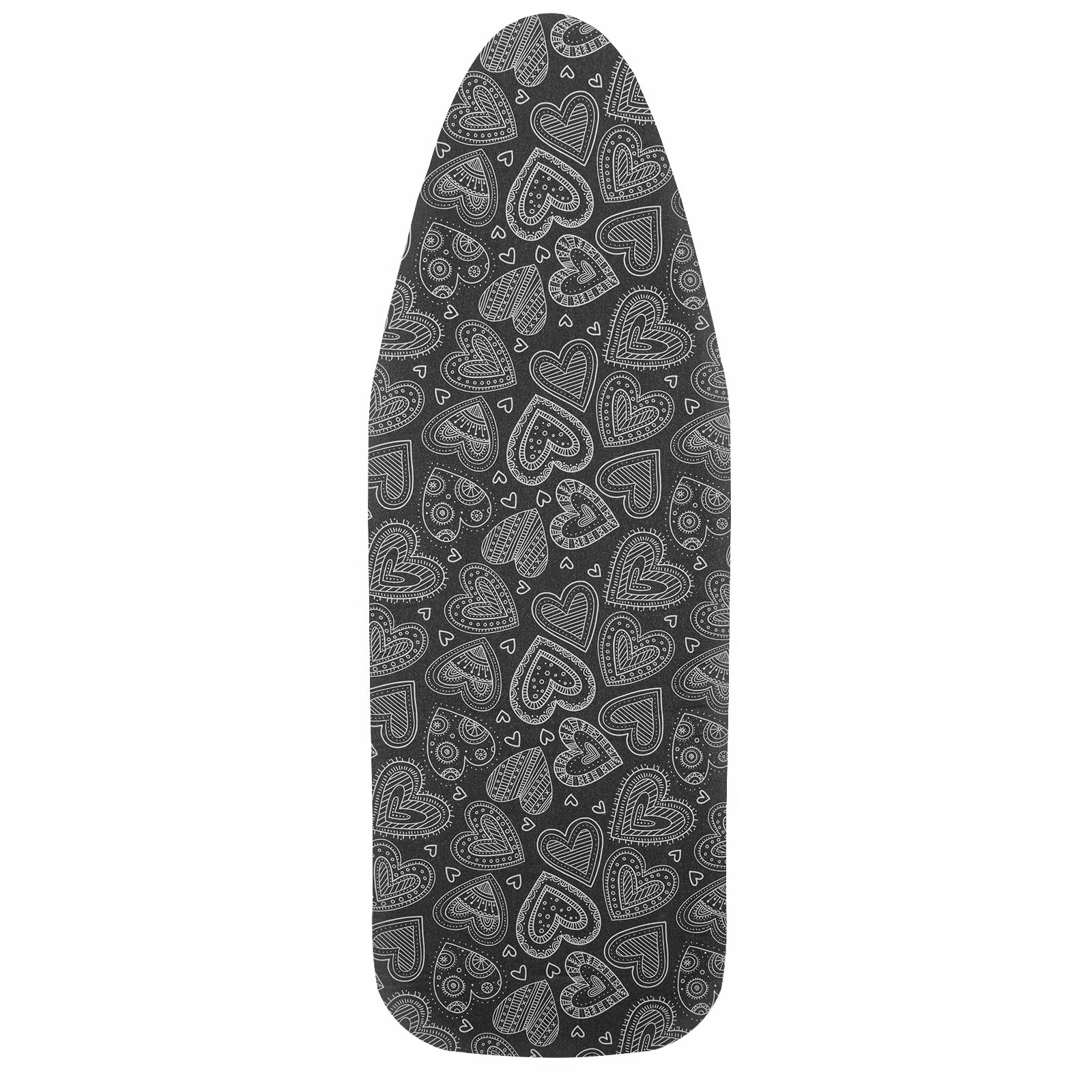 Neu Premium-Bügeltischbezug für Schnelles und Einfaches Bügeln, für Dampfbügeleisen, Schwarzes Herz, 38-45cm x 120-125cm (Größe XL)