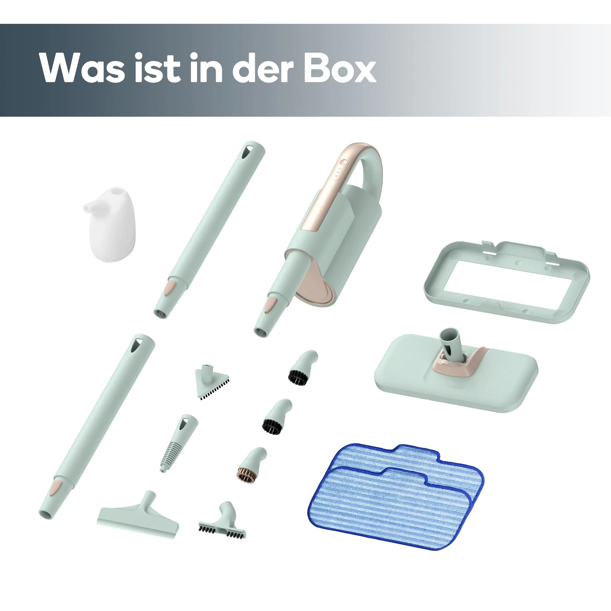 Newbealer Dampfreiniger 2-in-1 mit abnehmbarem Handdampfreiniger, 1200 W, 3 einstellbare Dampfstufen, Teppichgleiter, 7 Zubehörteile und 2 Mikrofasertücher, für Boden und Teppich - Image 3