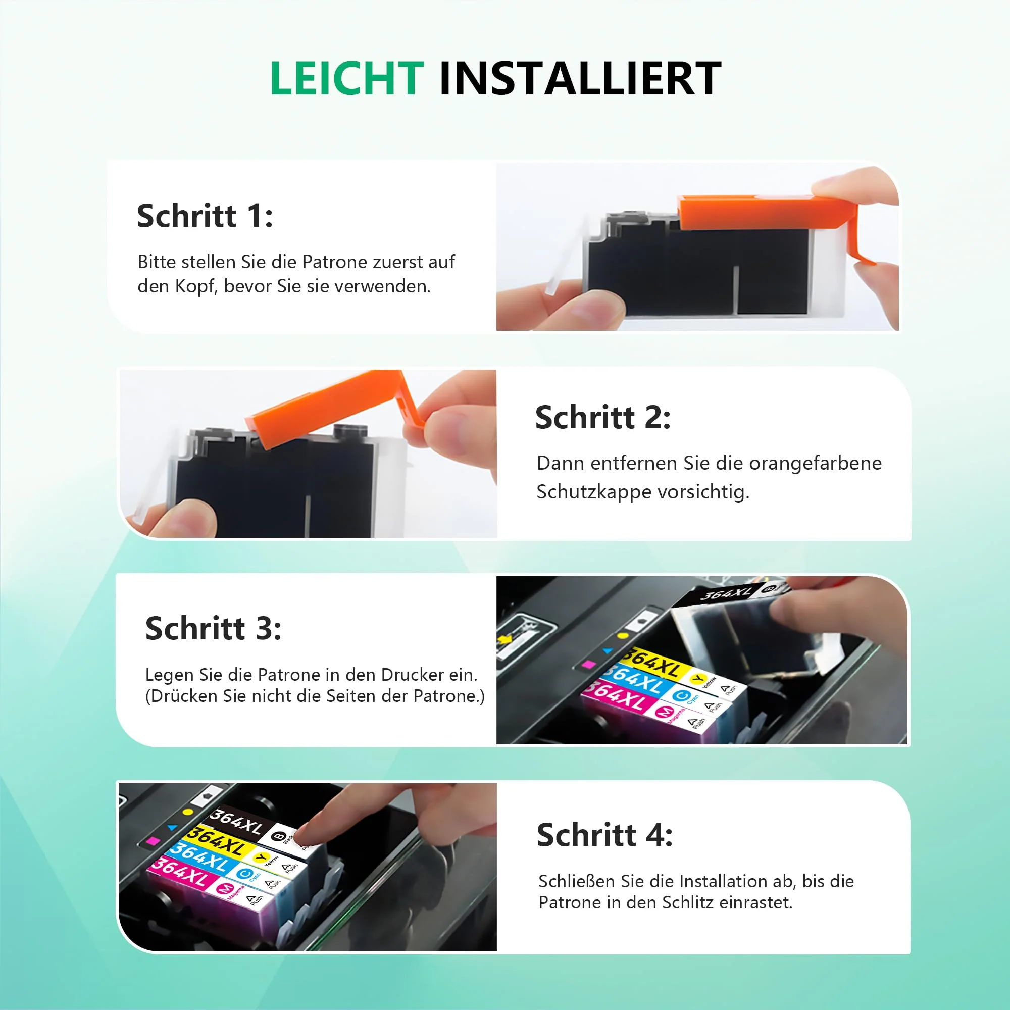 Newlift 364XL Multipack Druckerpatronen Kompatibel für HP 364 XL Tintenpatronen Deskjet 3070A 3520 3524 3522 officejet 4620 4622 4610 Photosmart 5510 6510 5515 5520 5524 7510 7520 (4er-Pack) - Image 2