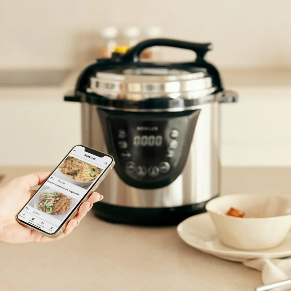 NEWLUX- Elektrischer Schnellkochtopf Chef Pot V110, programmierbar, 10 Programme, 1000 W, Fassungsvermögen 6L, 24-Stunden-Timer, bewahrt die Hitze, Kochen mit 2 verschiedenen Drücken - Image 7
