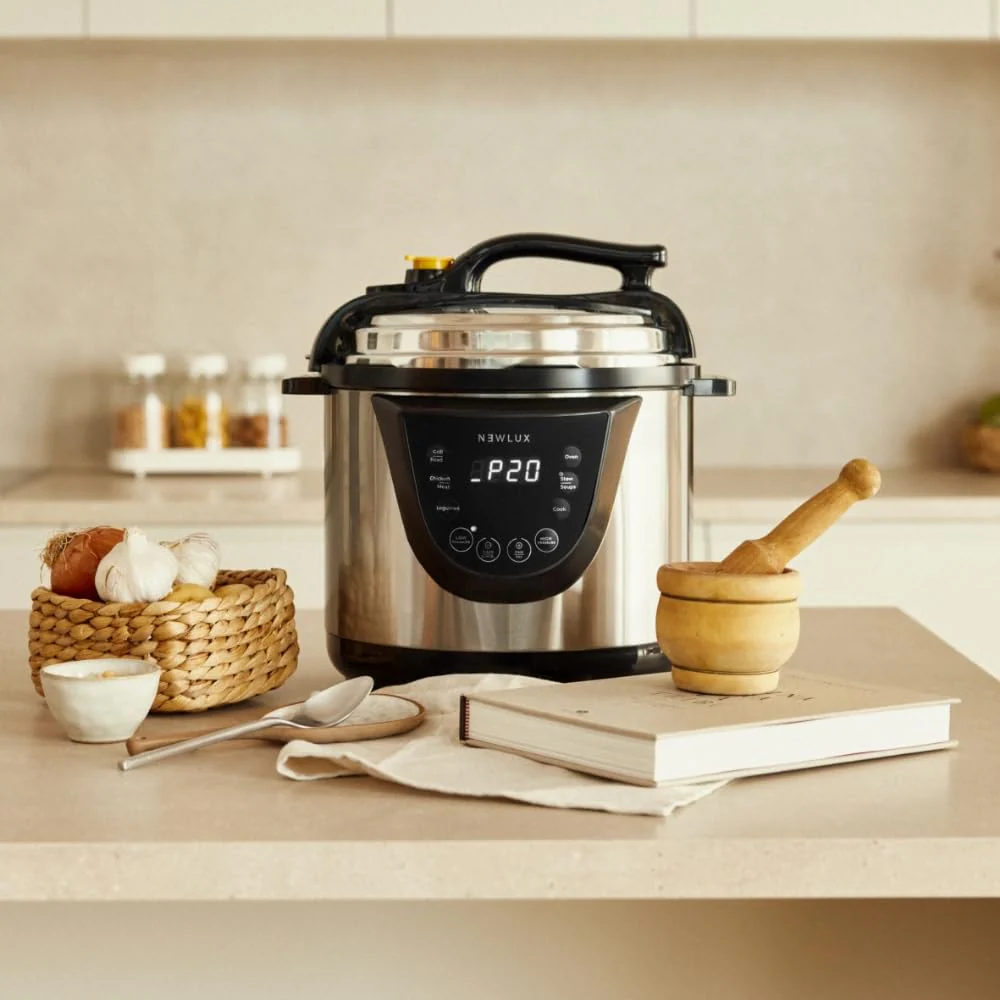 NEWLUX- Elektrischer Schnellkochtopf Chef Pot V110, programmierbar, 10 Programme, 1000 W, Fassungsvermögen 6L, 24-Stunden-Timer, bewahrt die Hitze, Kochen mit 2 verschiedenen Drücken - Image 8