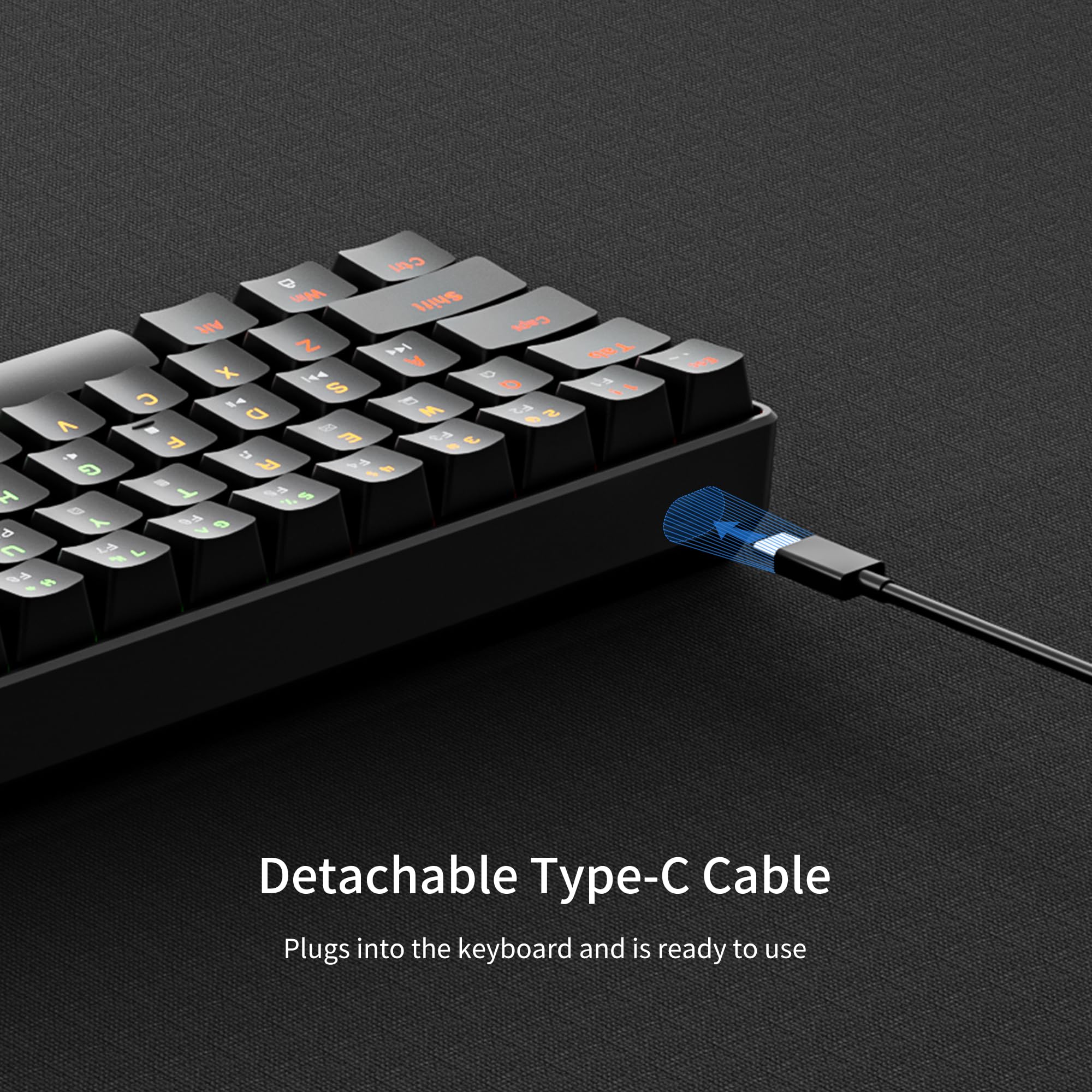 Newmen GM611 Gaming Tastatur,RGB-Beleuchtung 61 Multimedia-Tasten Kabelgebundene Mechanische Tastatur Anti-Ghosting Programmierbare Gaming Tastatur 60 Prozent für PC/Windows Gamer Blau Schalter - Image 5