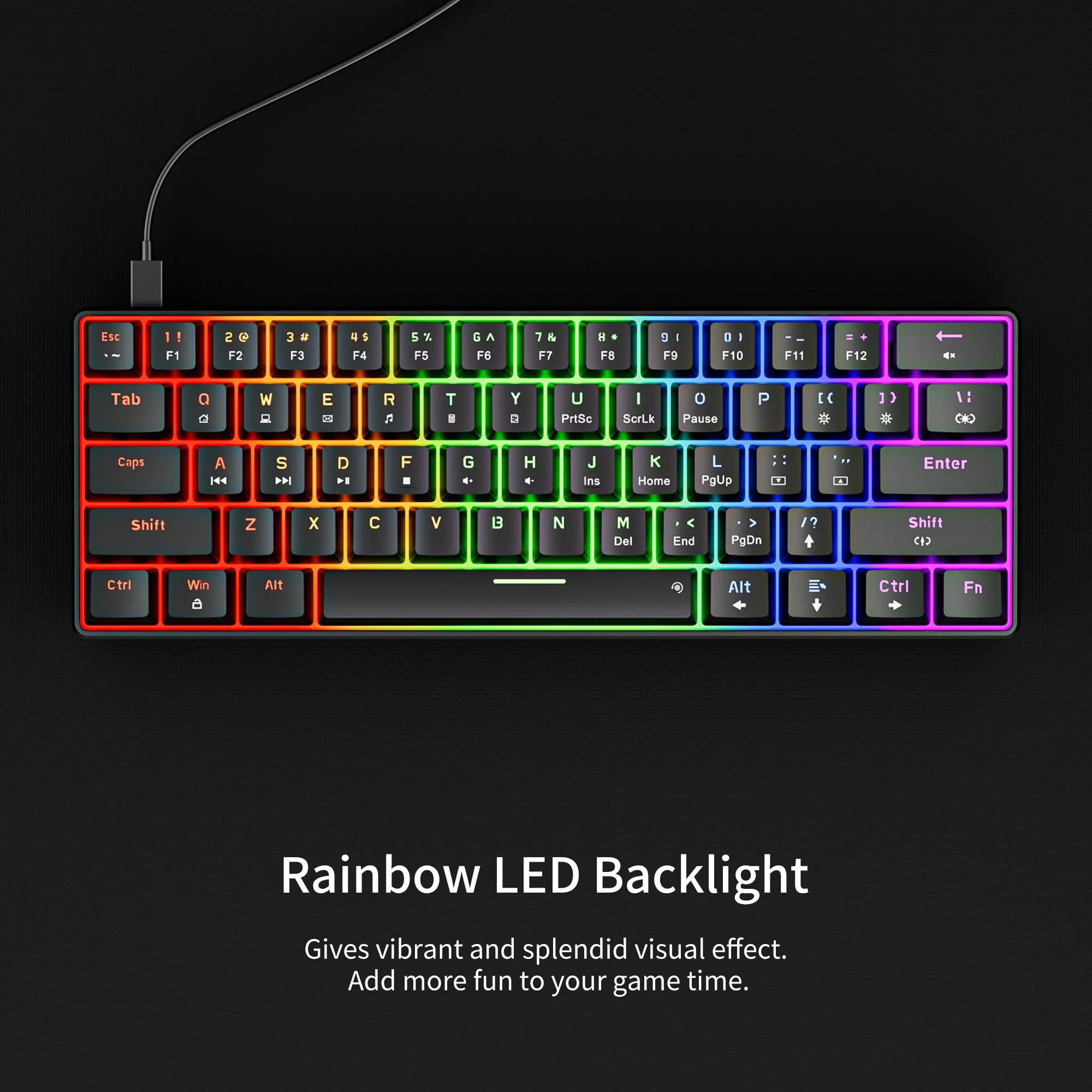Newmen GM611 Gaming Tastatur,RGB-Beleuchtung 61 Multimedia-Tasten Kabelgebundene Mechanische Tastatur Anti-Ghosting Programmierbare Gaming Tastatur 60 Prozent für PC/Windows Gamer Blau Schalter - Image 6