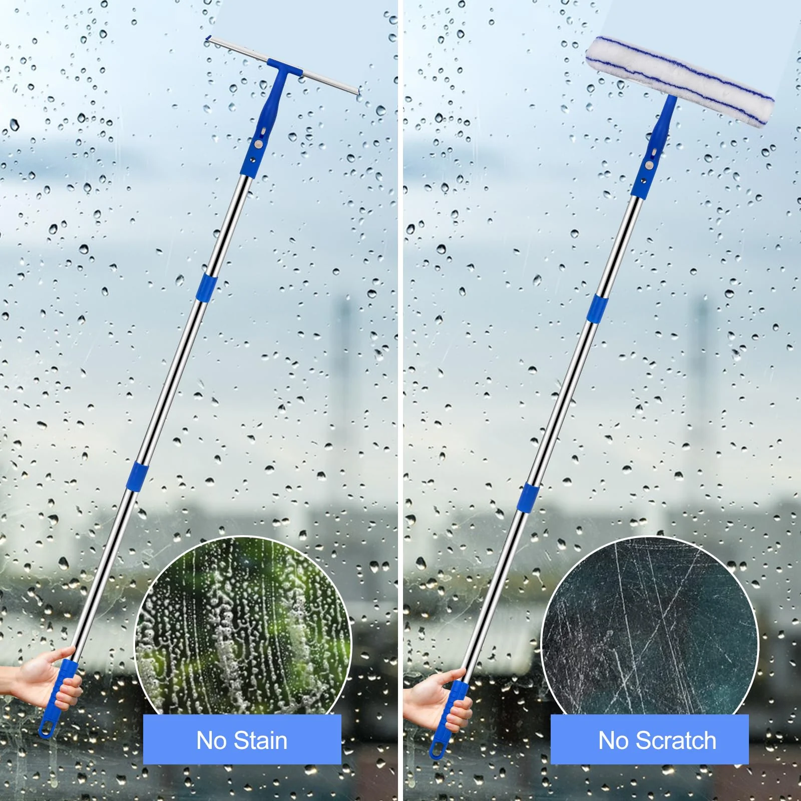 Newpop 2 In 1 Fensterputzer Set, Fensterabzieher Profi, 120cm Fensterwischer mit Teleskopstiel, Window Cleaner, Fenster Abzieher Wischer, Fensterreinigungsset, Fensterreiniger mit Teleskopstange - Image 6