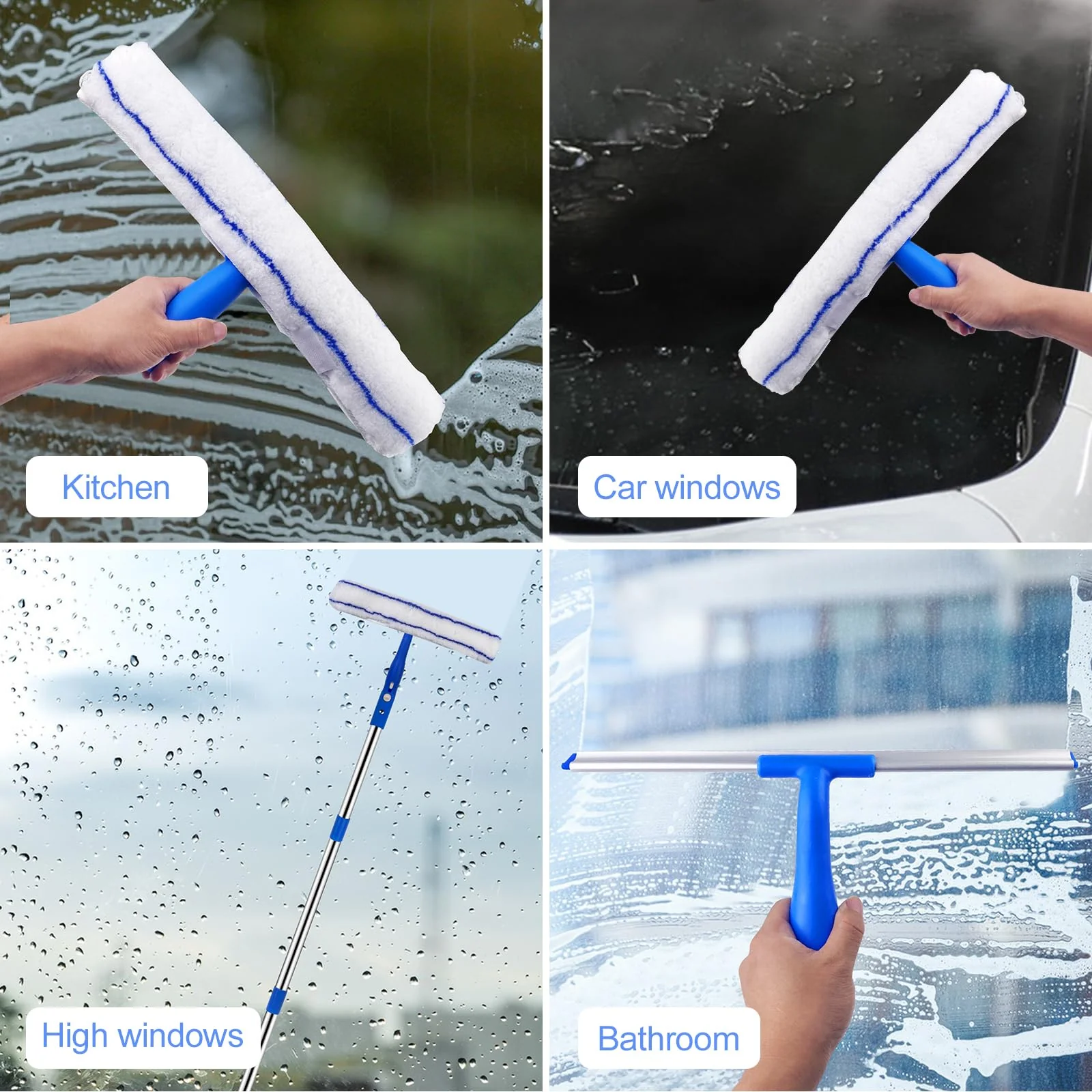Newpop 2 In 1 Fensterputzer Set, Fensterabzieher Profi, 120cm Fensterwischer mit Teleskopstiel, Window Cleaner, Fenster Abzieher Wischer, Fensterreinigungsset, Fensterreiniger mit Teleskopstange - Image 7