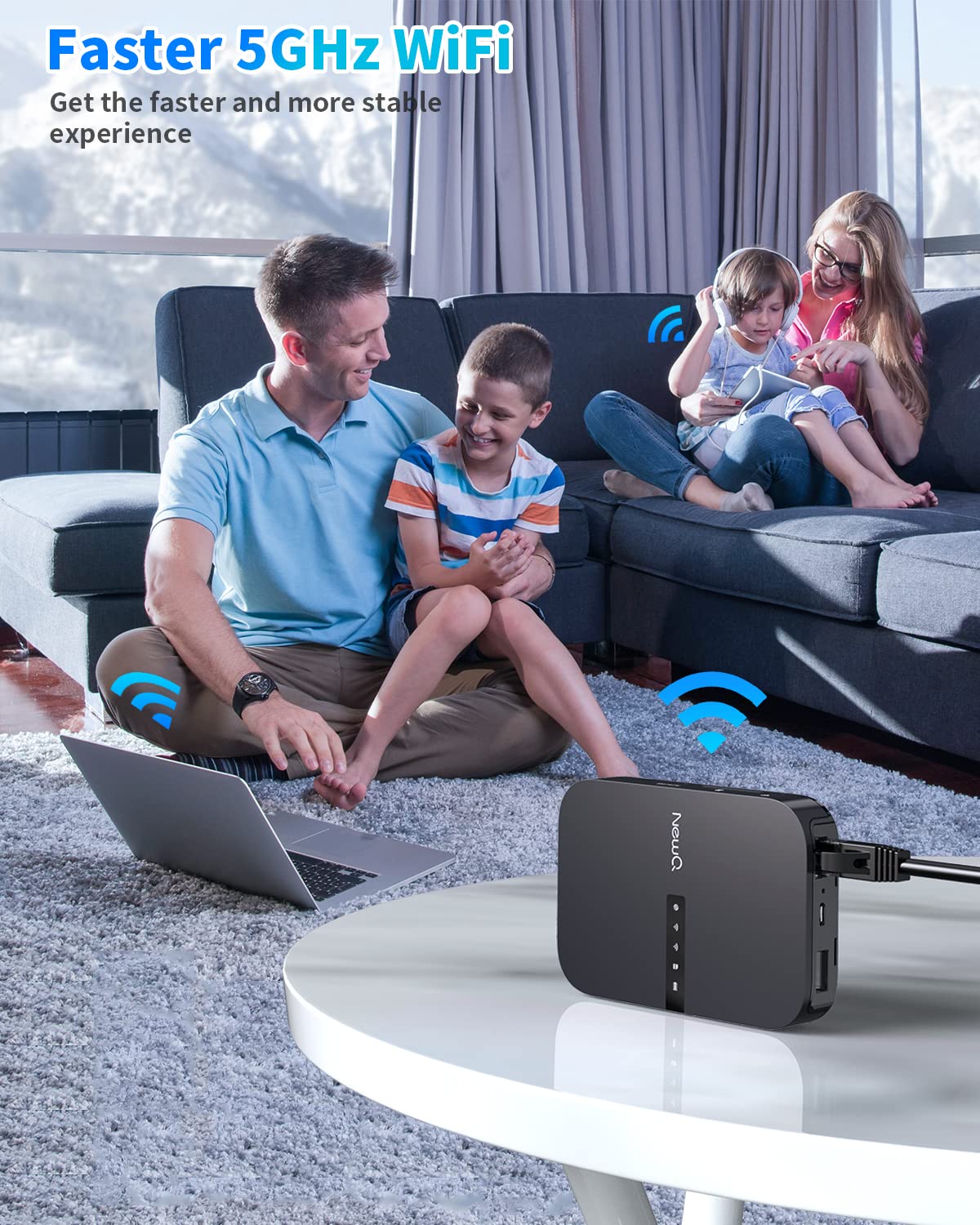 NEWQ Filehub AC750 Reise Router: Tragbarer Festplatten SD Kartenleser für Reisen | Drahtloser Zugriff auf externe Festplatte & USB-Speichergerät zum Sichern von Fotos & Dateien von Mobiltelefon Laptop - Image 2
