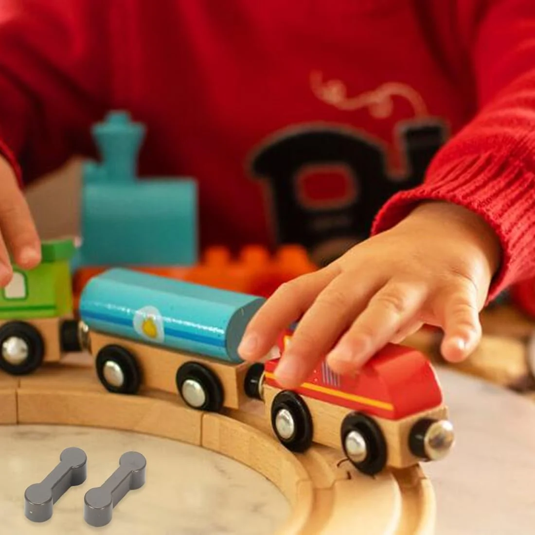 NHPY 20 Stück Gleisverbinder, Eisenbahn Zubehör,Schienen Verbindungsstücke, Holzeisenbahn Verbindungsstücke Verbinder, Adapter Kompatibel Mit Brio, Lillabo, Thomas and Friends, Melissa UVM (Grau) - Image 6
