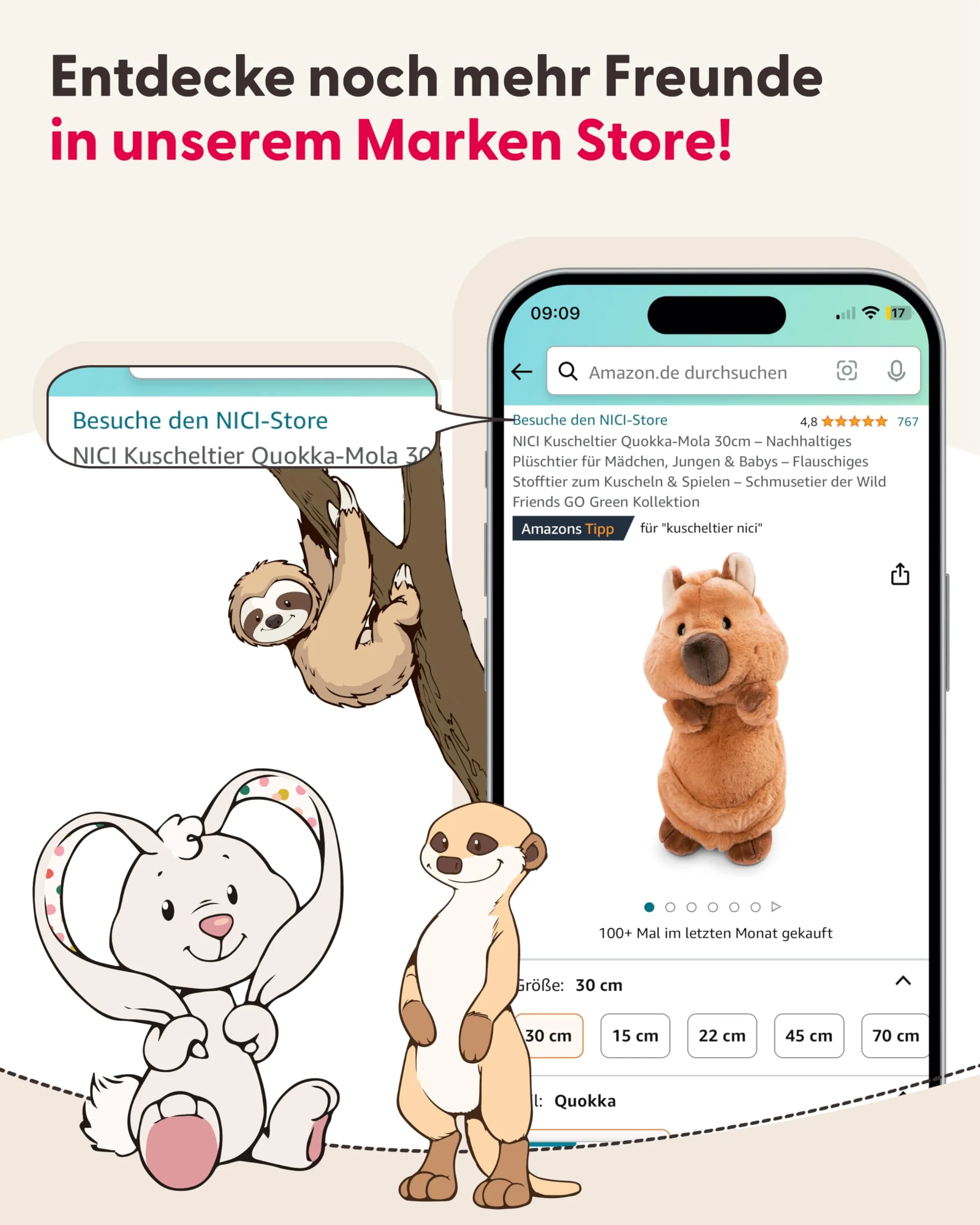 NICI Capybara Kuscheltier Capy-Barbara 27cm sitzend - Niedliches Stofftier zum Kuscheln und Spielen, Capybara Plüschtier für Schmusetierliebhaber - 61223, Braun - Image 2