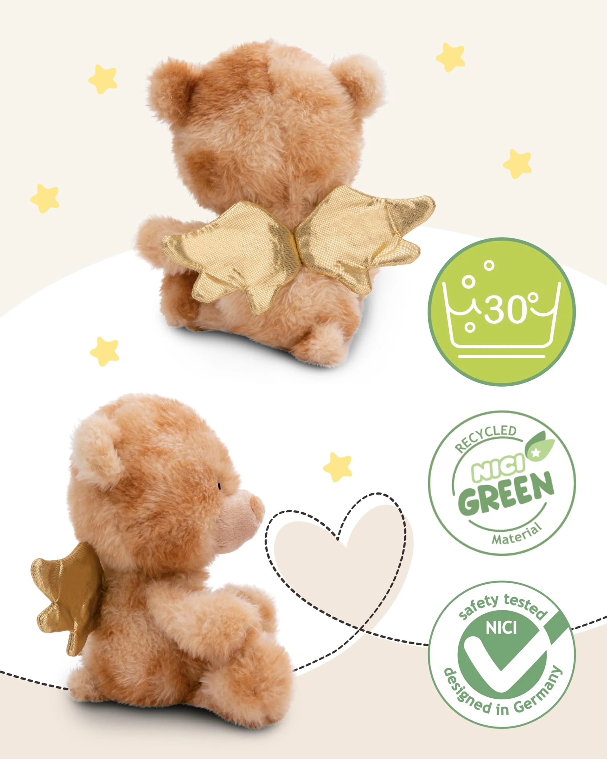 NICI Dein Schutzengel Kuscheltier Bär La La Bearie 28cm in Geschenkbox - Teddybär klein, Niedliches Stofftier zum Kuscheln und Spielen, Plüschtier für Schmusetierliebhaber - 61184 - Image 6