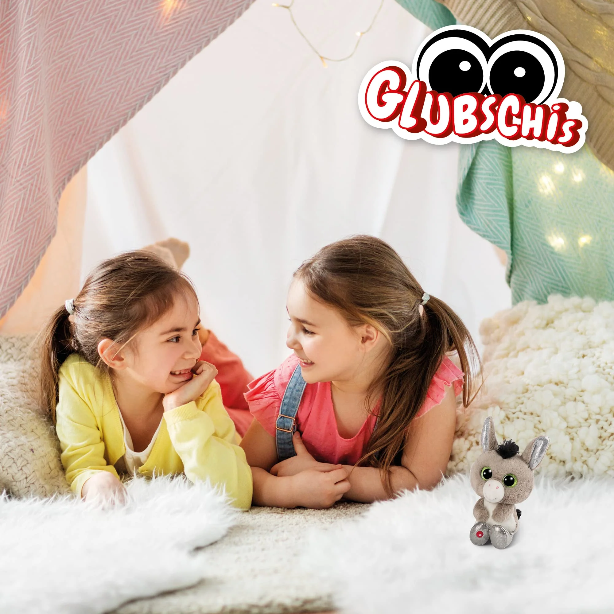 NICI Glubschis: Das Original – Glubschis Esel Donki 15cm – Kuscheltier Esel mit großen Augen – Flauschiges Plüschtier mit großen Glitzeraugen – Schmusetier für Kuscheltierliebhaber - Image 2