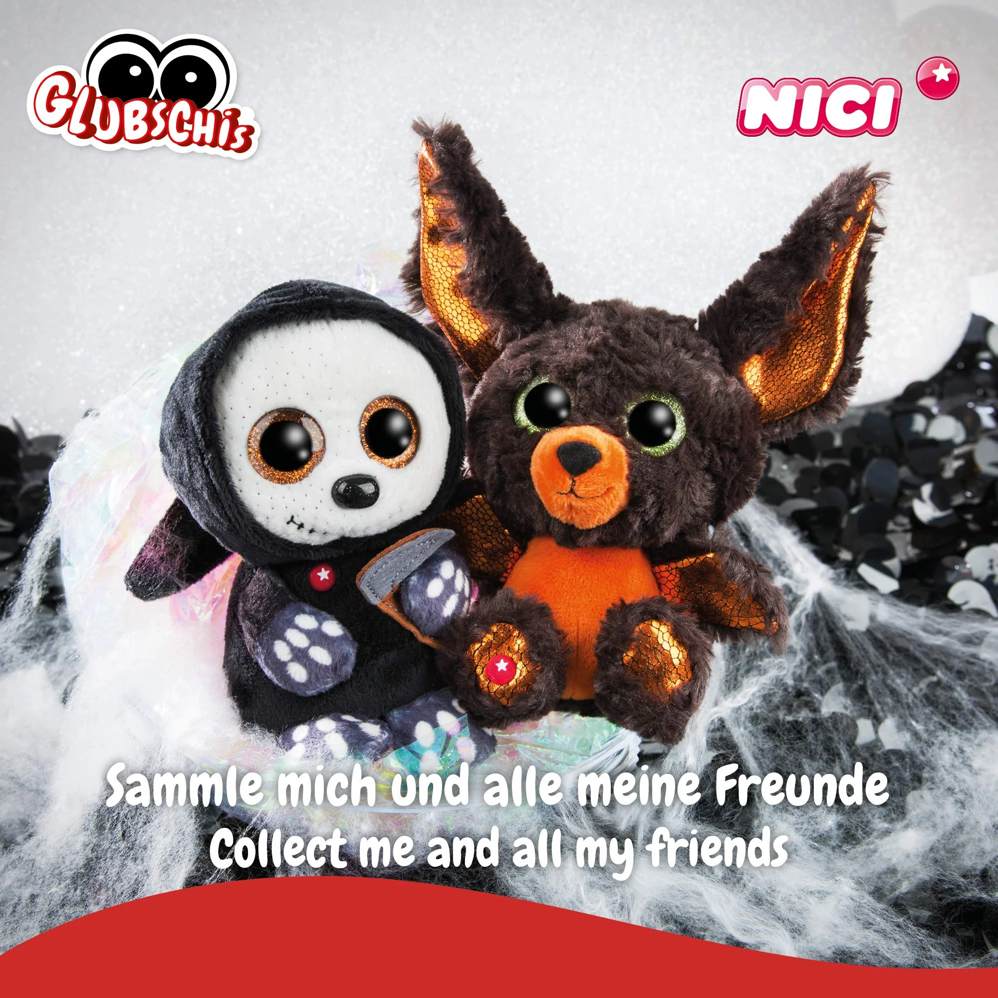 NICI Glubschis: Das Original – Glubschis Halloween Fledermaus 15 cm I Kuscheltier Fledermaus mit großen Augen I Flauschiges Plüschtier mit Glitzeraugen ab 0 Monaten I braun / orange – 46305 - Image 7