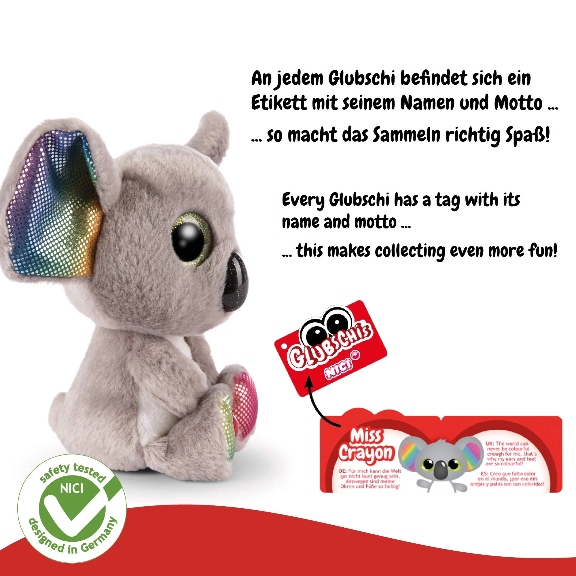 NICI Glubschis: Das Original – Koala Miss Crayon 15 cm – Kuscheltier mit großen Augen – Flauschiges Plüschtier mit Glitzeraugen – Schmusetier für Kuscheltierliebhaber – 46319 - Image 4