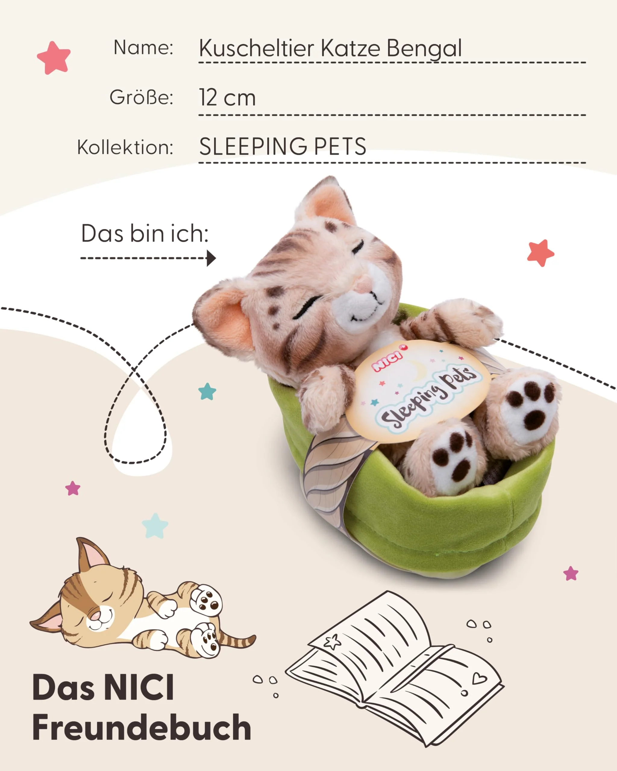 NICI Kuscheltier Katze Bengal 12cm schlafend im - Image 4