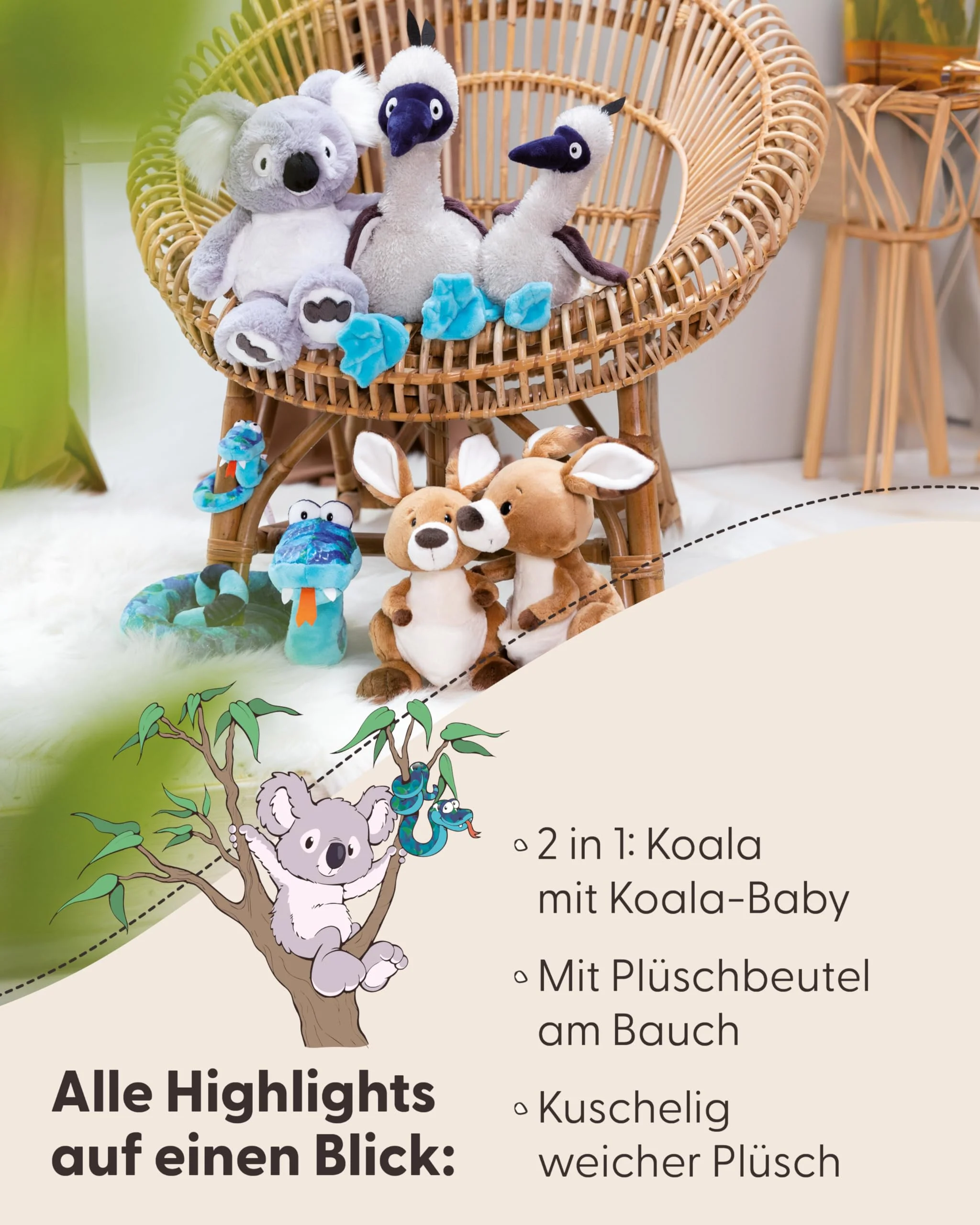 NICI Kuscheltier Koala Barry 30cm mit Koalababy 10cm - grau - Stofftier aus weichem Plüsch, niedliches Plüschtier zum Kuscheln und Spielen, für Kinder & Erwachsene, tolle Geschenkidee - 61717 - Image 5